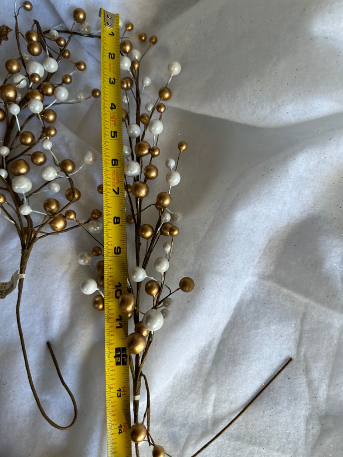 Berry Cluster Tree Pick Plant Spray Decorations Gold Beads White and Bronze Leaf