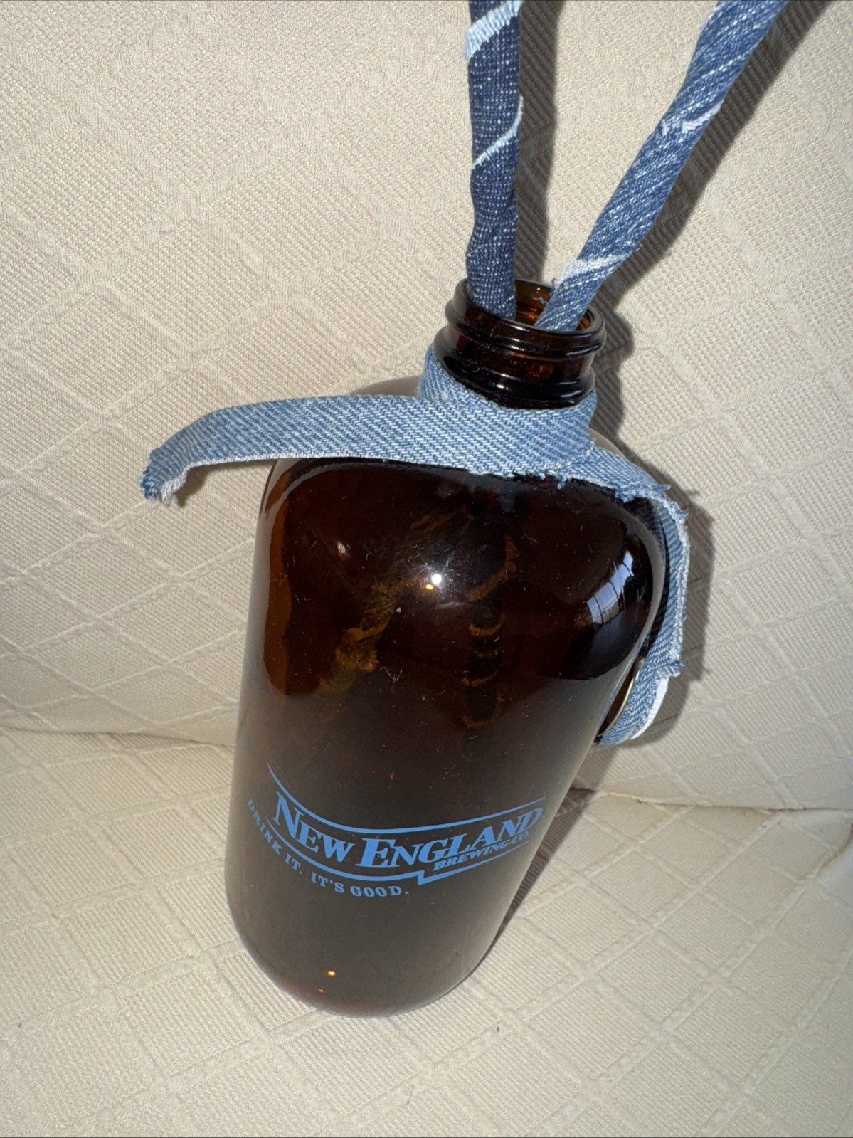 Handmade Denim Roses Flower 2nd Anniversary, Eco, New England Brewing Co Growler