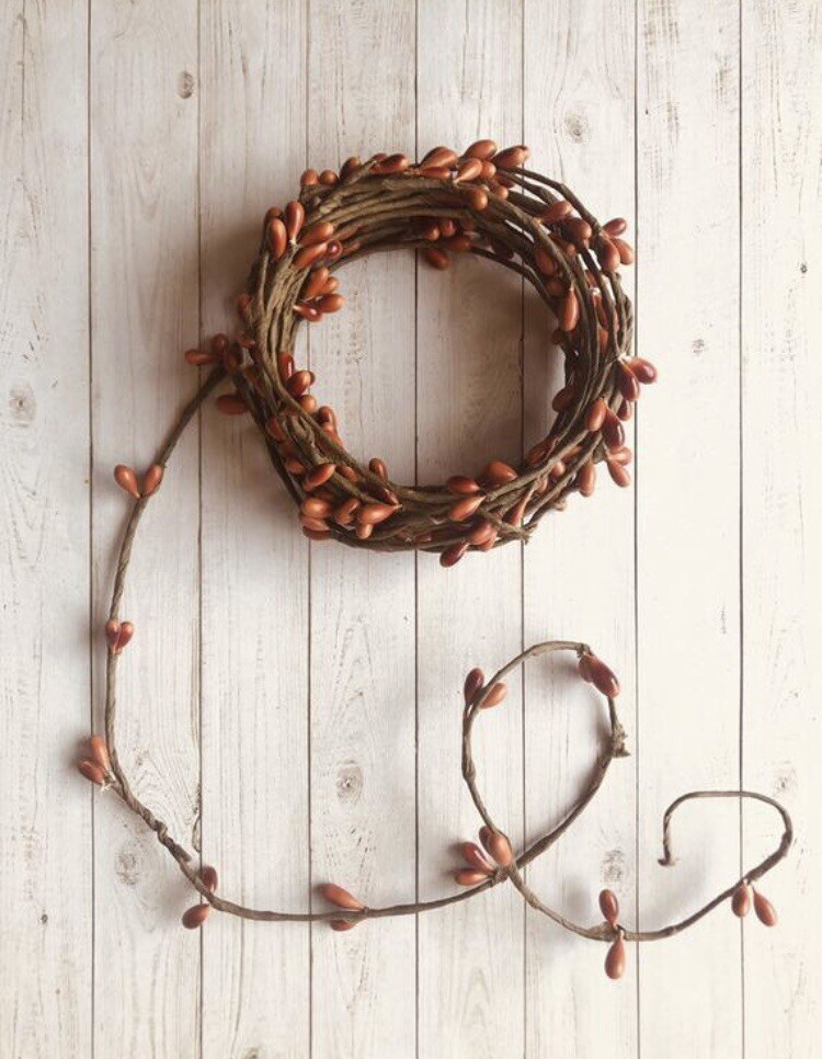 Wired Berry Garland Trim Orange Fall Wreath Headpiece DIY Halloween Crafts BTY