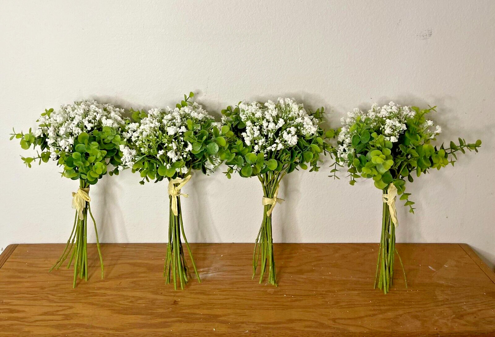 48pcs Baby Breath Artificial Flower White Gypsophila Silver Dollar Eucalyptus