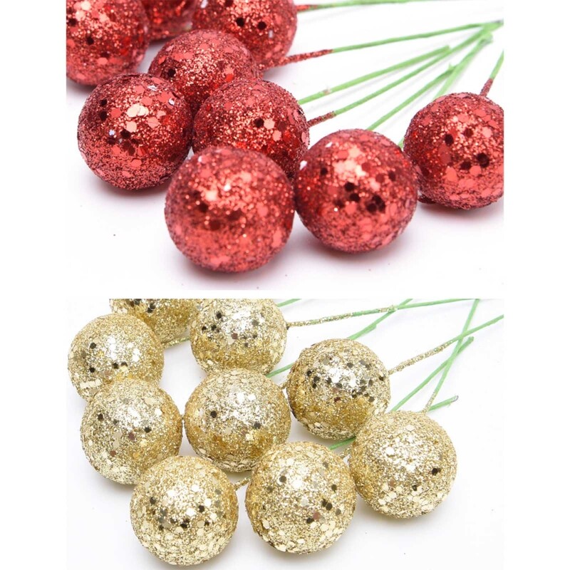 10 pcs Glitter Sequin Christmas Balls Ornaments for Christmas Decoration