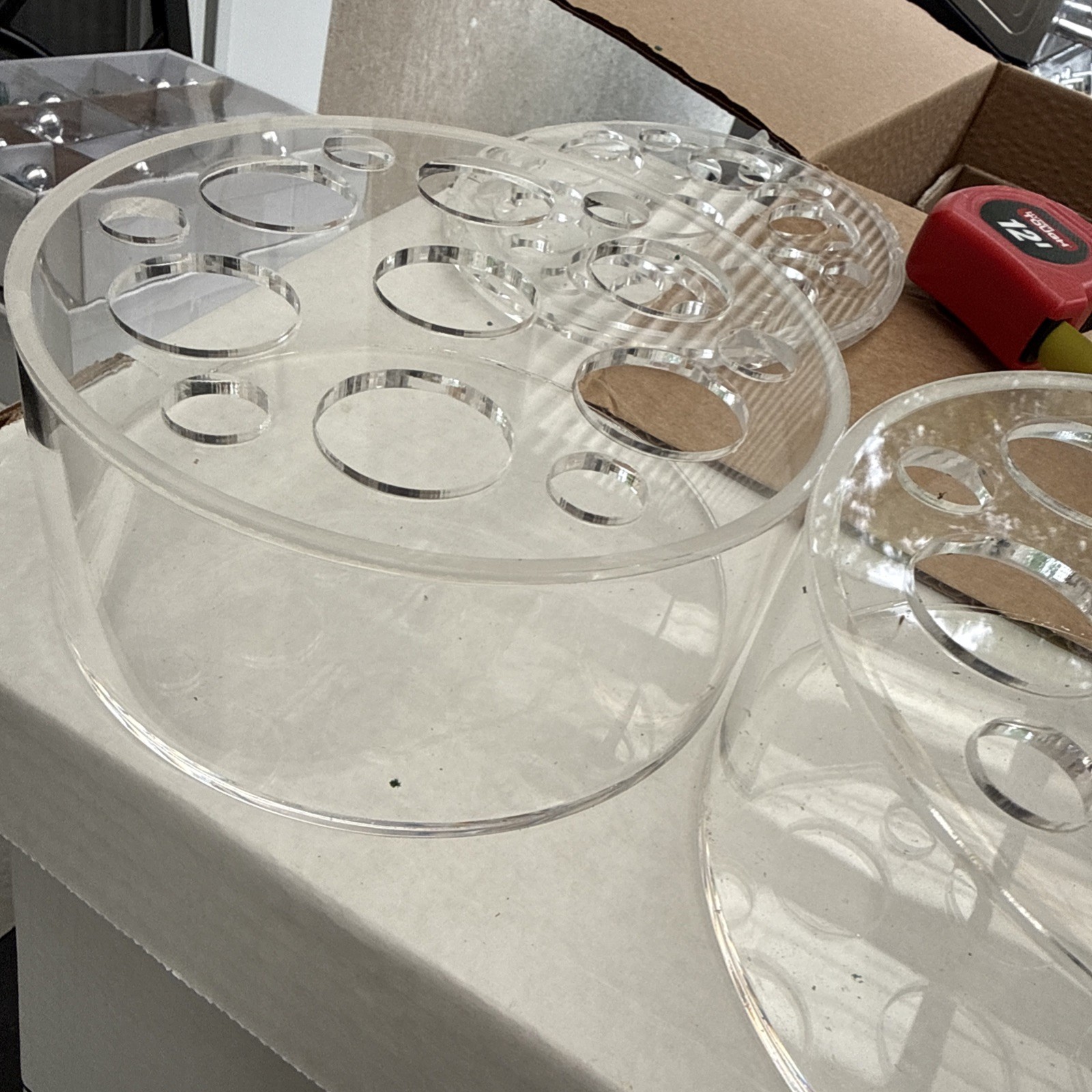 Two 6” Clear Acrylic Low Centerpiece Floral Containers