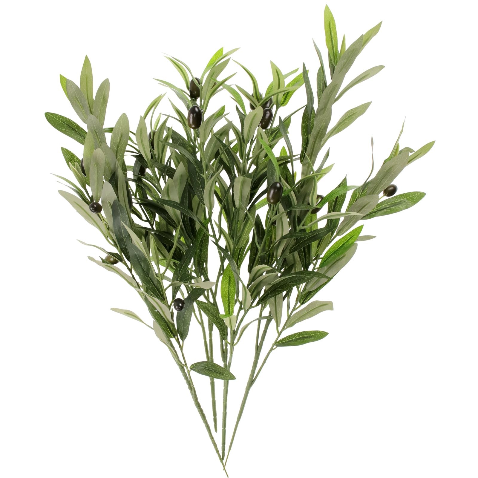 4 Pcs Artificial Olive Branches for Vase, 20″ Fake Greenery Olive Stems Faux …
