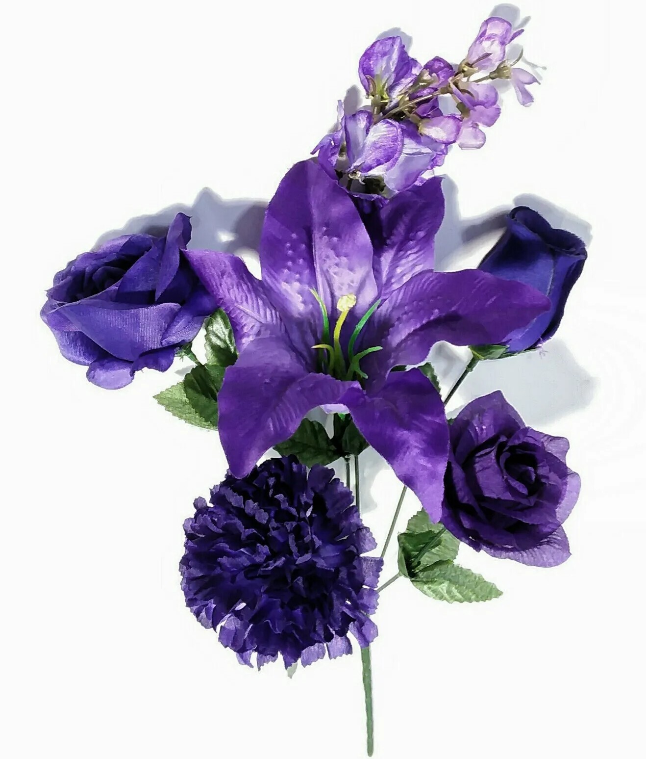 Mixed Purple Flower Large Blooms 14″ Bush Vase Home In/Outdoor Decor USA BP2065