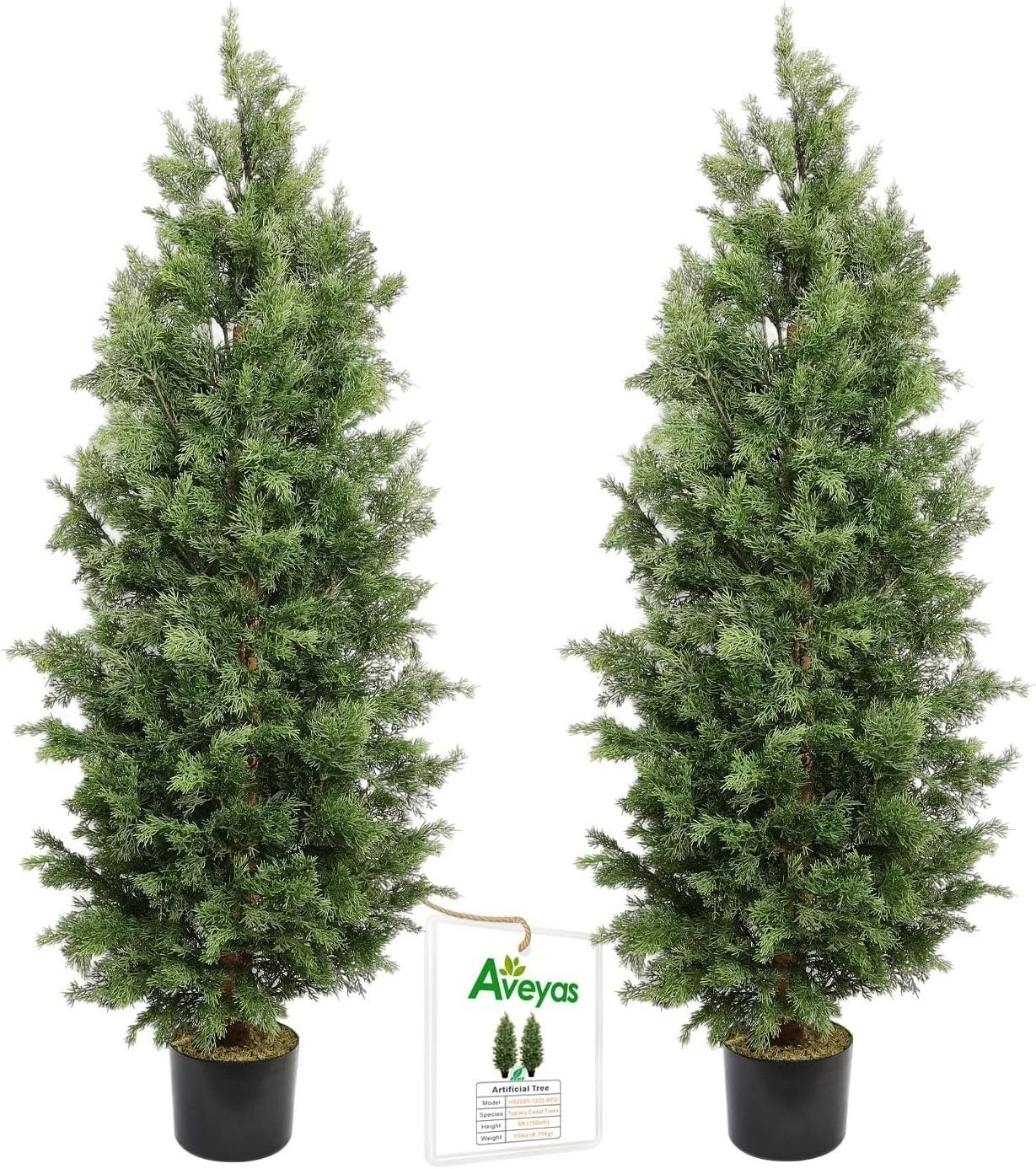 5ft Tall Fake Pine Cypress Trees for Front Door – Set of 2