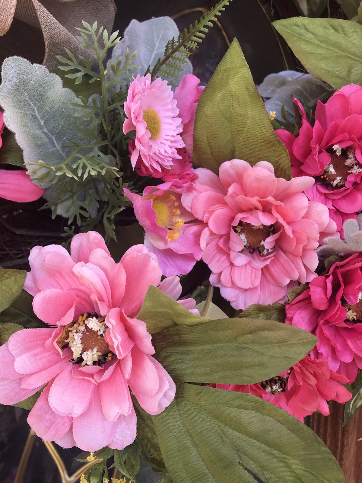 20” Pink Zinnia Wreath For Year Round Use free shipping