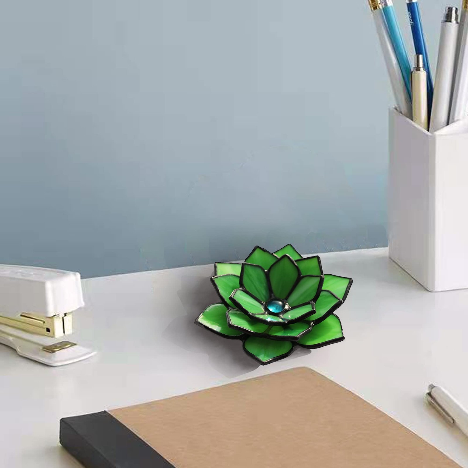 Artificial Succulent Plant, 1 pcs 3D Stained Glass Succulent Ornament, Handma…