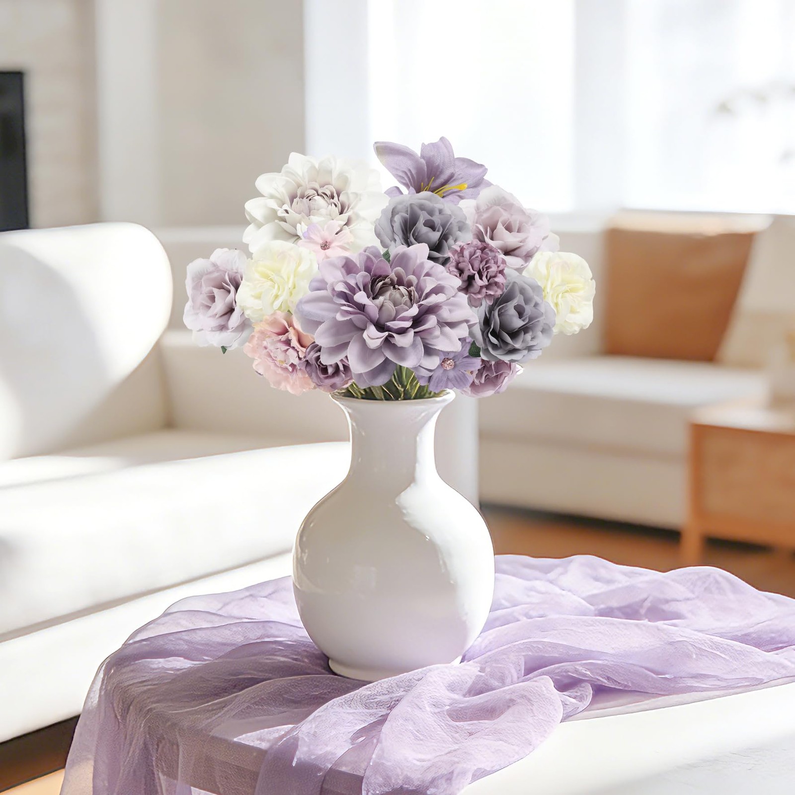 Fake Flower Heads Mini Artificial Flower Purple Faux Dahlia Rose Flowers for …