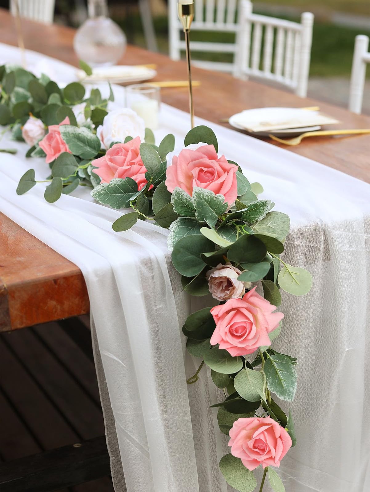 Pink Roses Artificial Flowers 2 Bouquets Realistic Fake Roses Real Touch Faux…