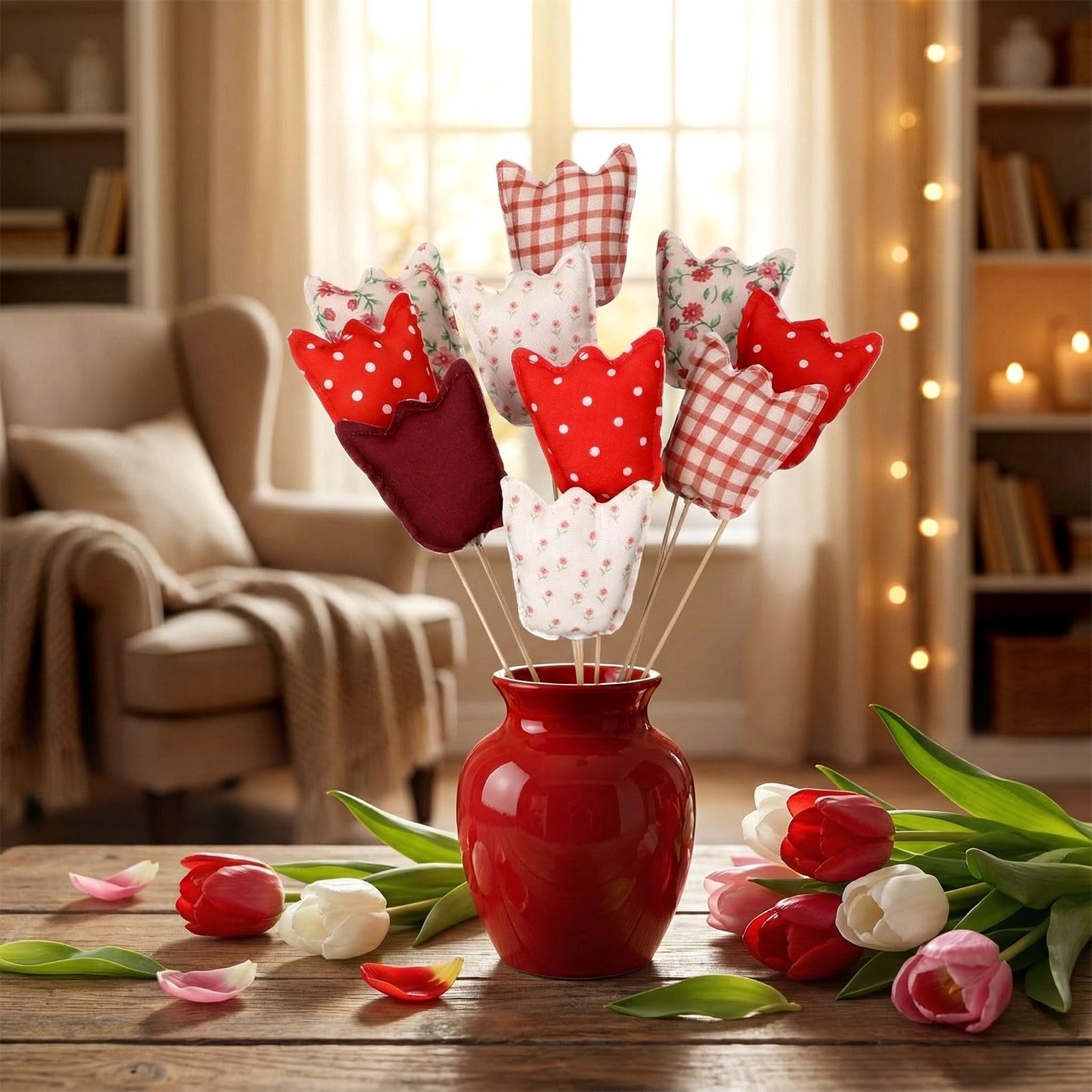 12 Pcs Fake Tulips Picks Spring Decoration Artificial Flowers Picks 13 Inch 3…