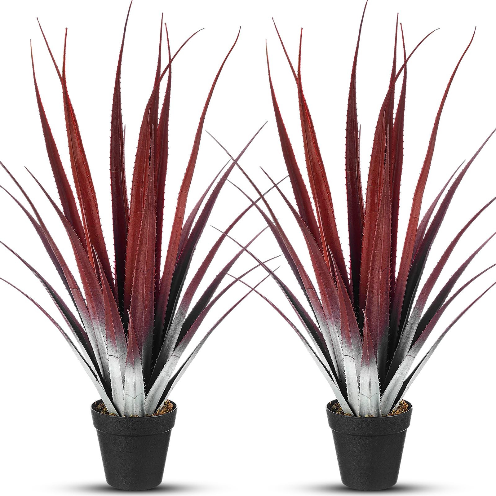 2 Pcs 26” Realistic Red Artificial Aloe Vera Plant Faux Agave Plant Potted U…