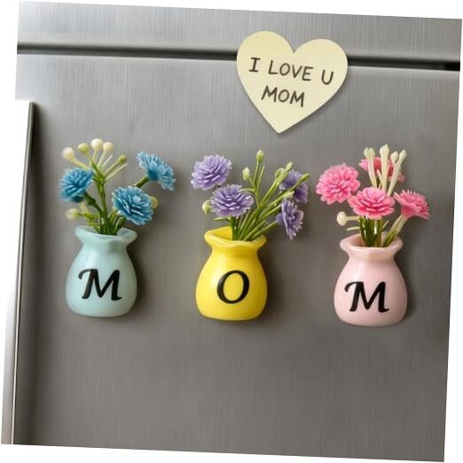 Mom Birthday Gifts Mini Vase Magnets for Fridge Cute Tiny Plant Refrigerator