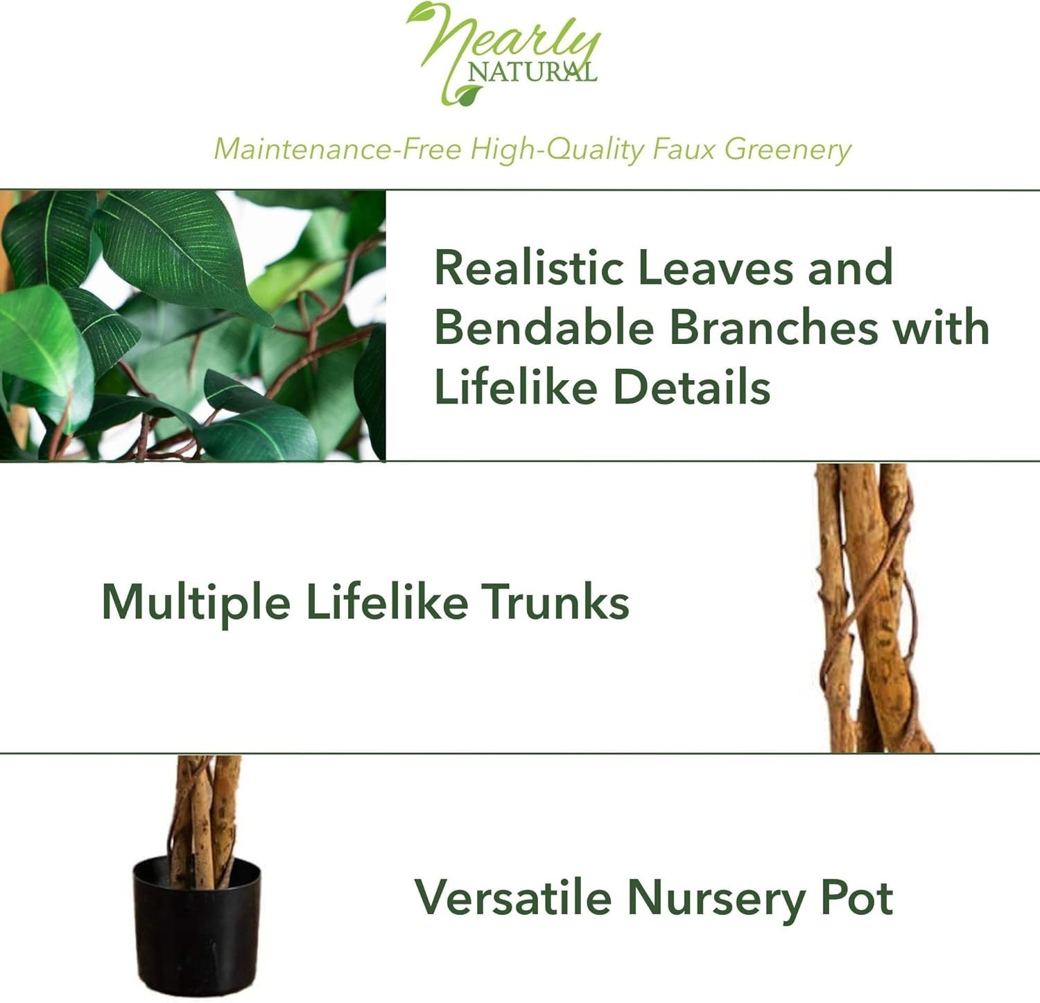Realistic 5ft Indoor Ficus Tree with Bendable Branches – Perfect for Any Room*