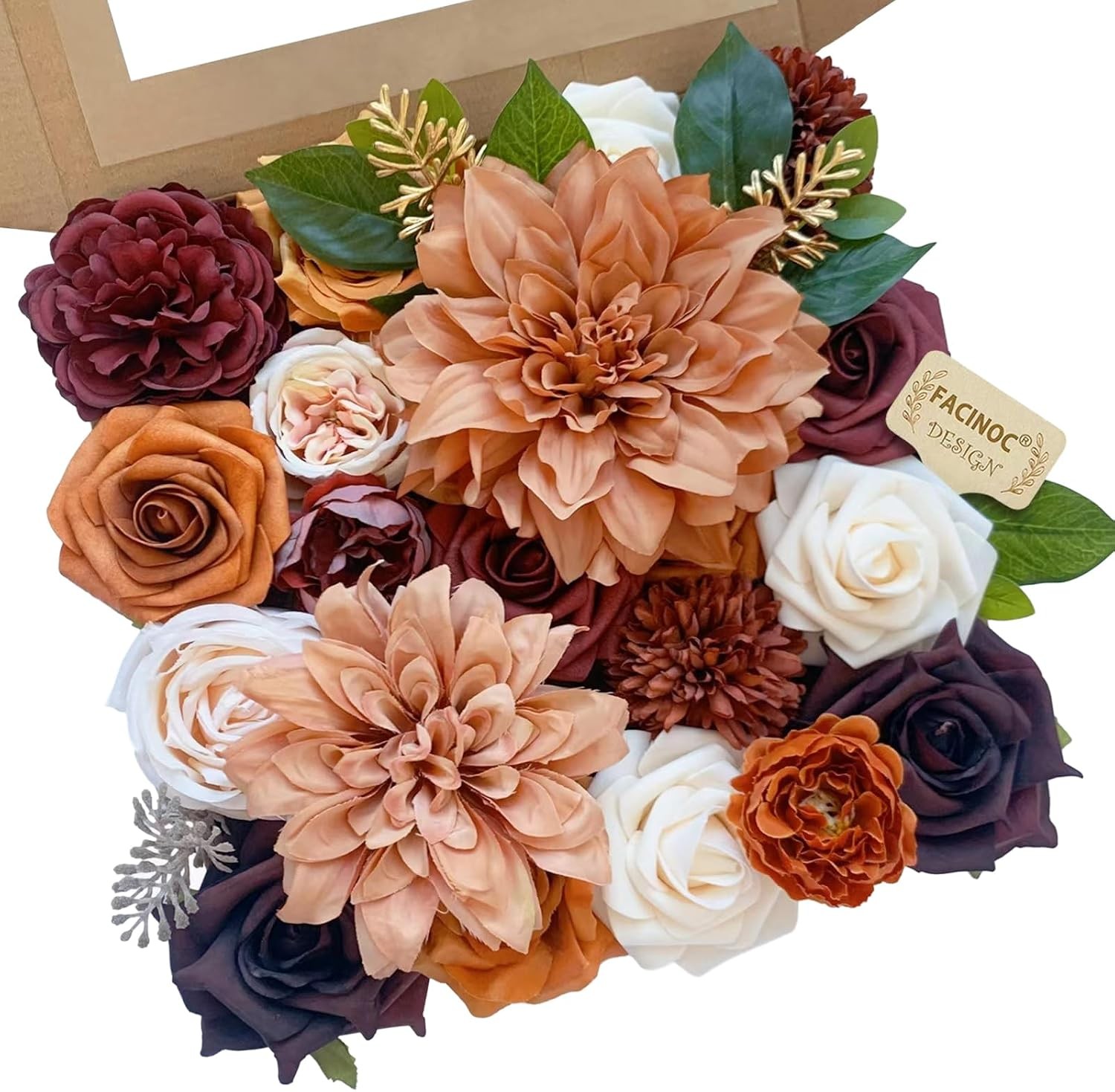 19 Pcs Dusty Blush Pink Roses, Artificial Bouquet Box Set DIY Bridal