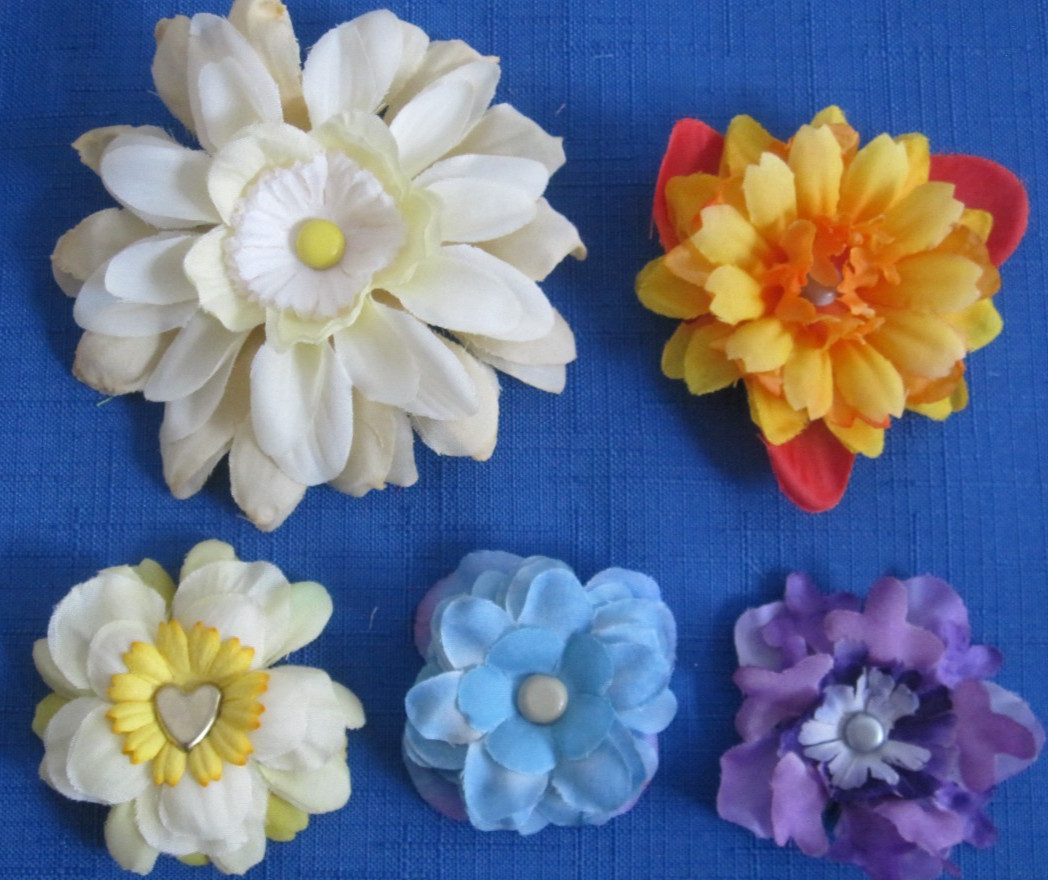 #4 Lot-49 Medium Layers Used Silk Flower Petals .75-3.5″ Brads Multiple Colors