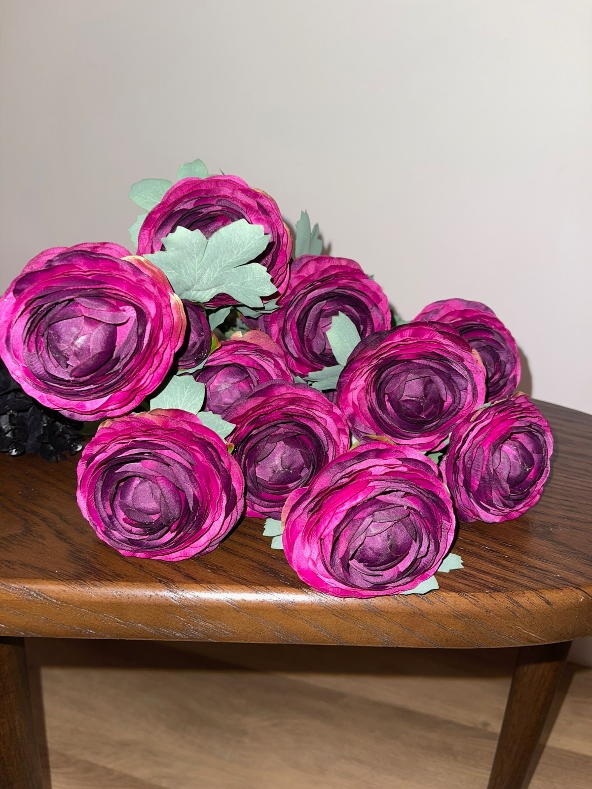 Black Eucalyptus Foliage + Purple Ranunculus Flower Bundle | Gothic Decor