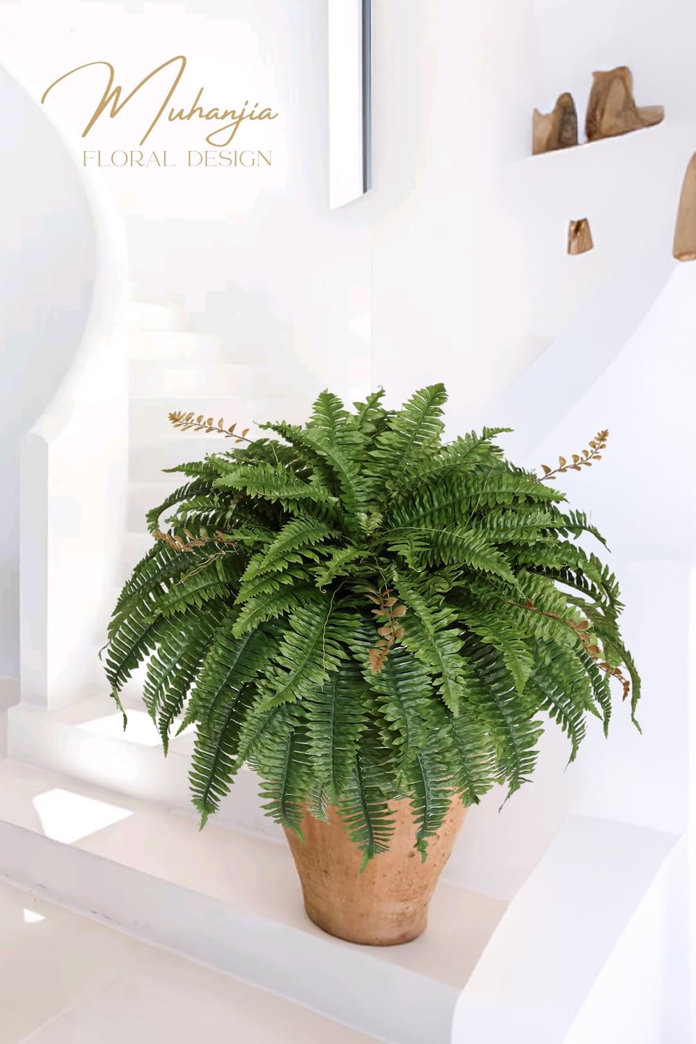 Artificial Boston Fern Silky Bush, 48IN Faux Fern Large Hanging Lifelike Plan…
