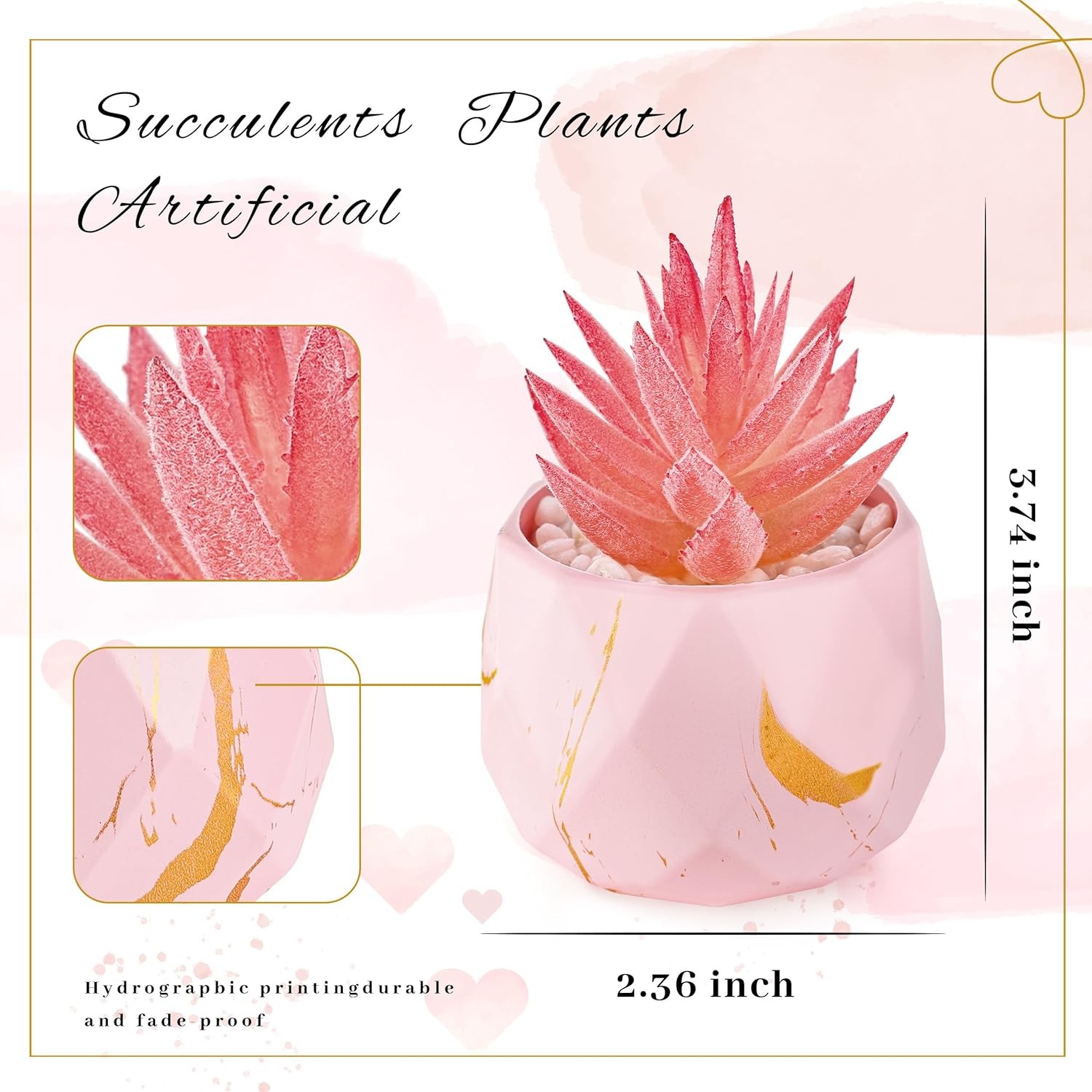 Der Rose 2 Packs Fake Plants Small Succulents Plants Artificial for Pink Room Ba