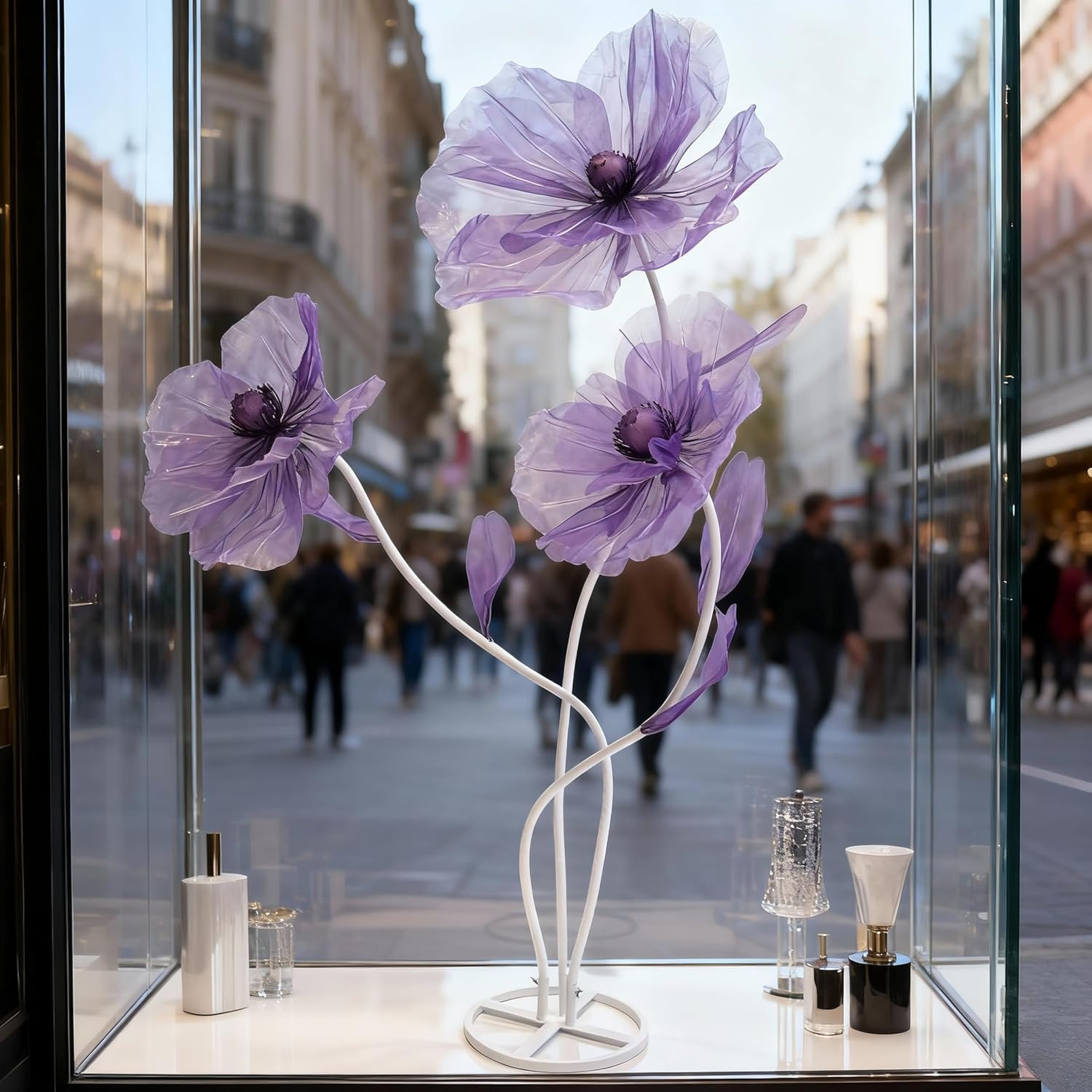 Purple Giant Silk Flowers – 3-Head Artificial Decor for Weddings & Parties
