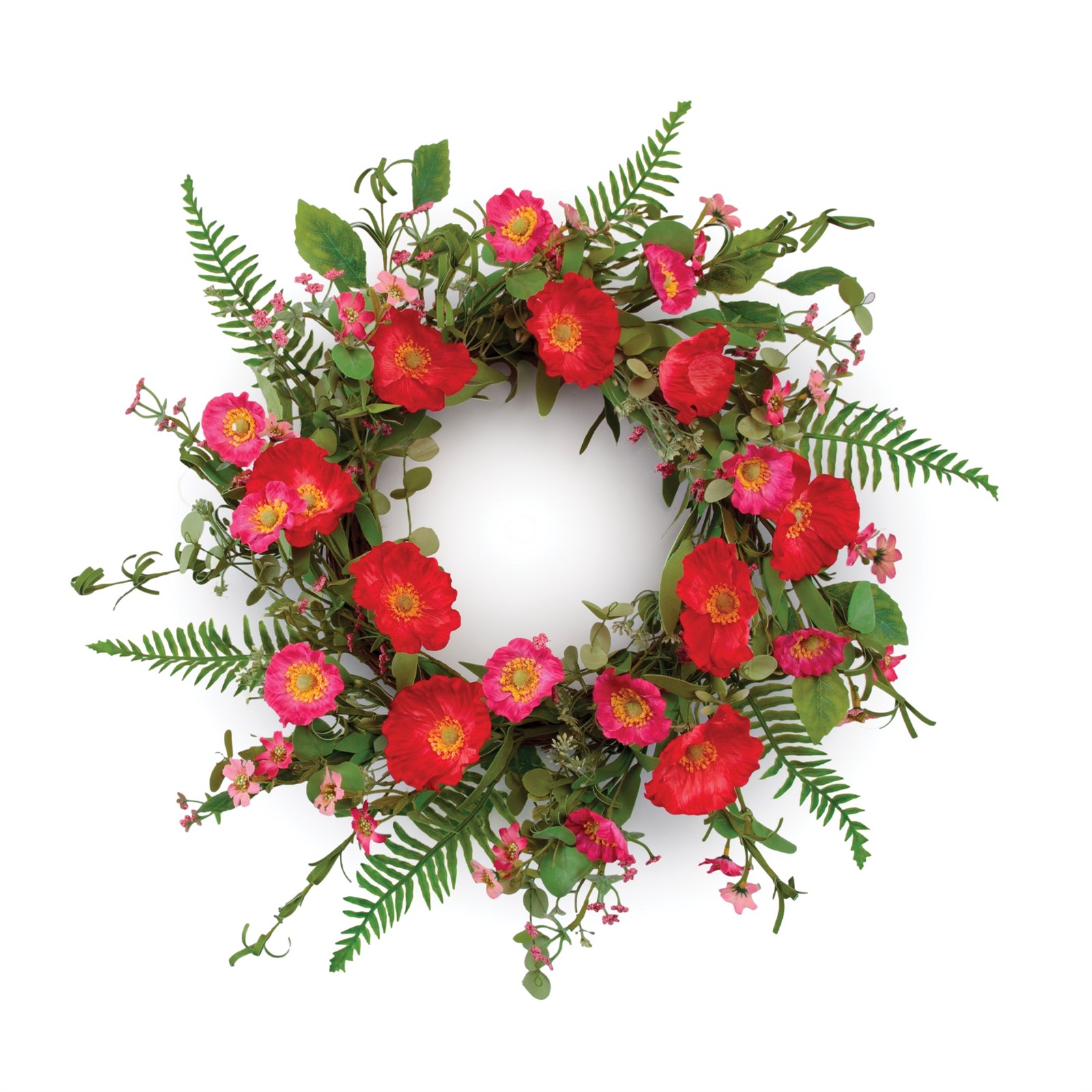 Mixed Poppy Floral Wreath 22″D