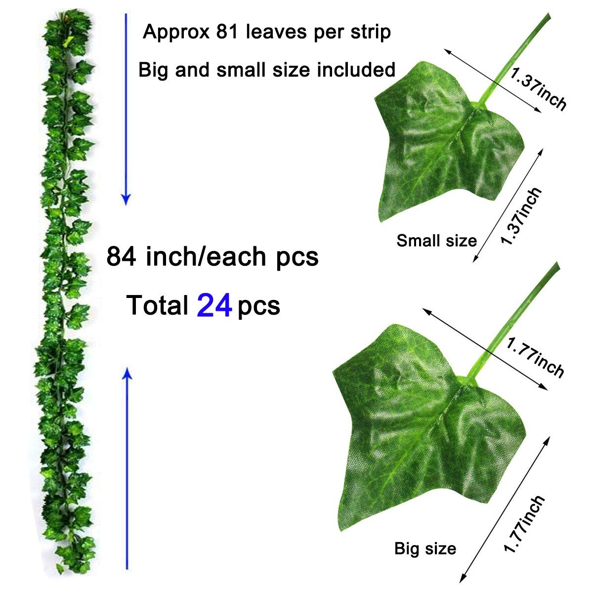 24Pack / Each 82 inch, Artificial Ivy Garland Fake Plants with 160 LED String…