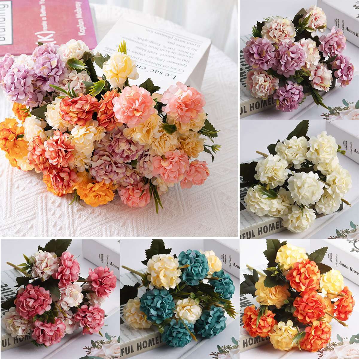 1-5Bundles Artificial Flowers Bouquet Fake Plant Bunch Wedding Party Home Decor