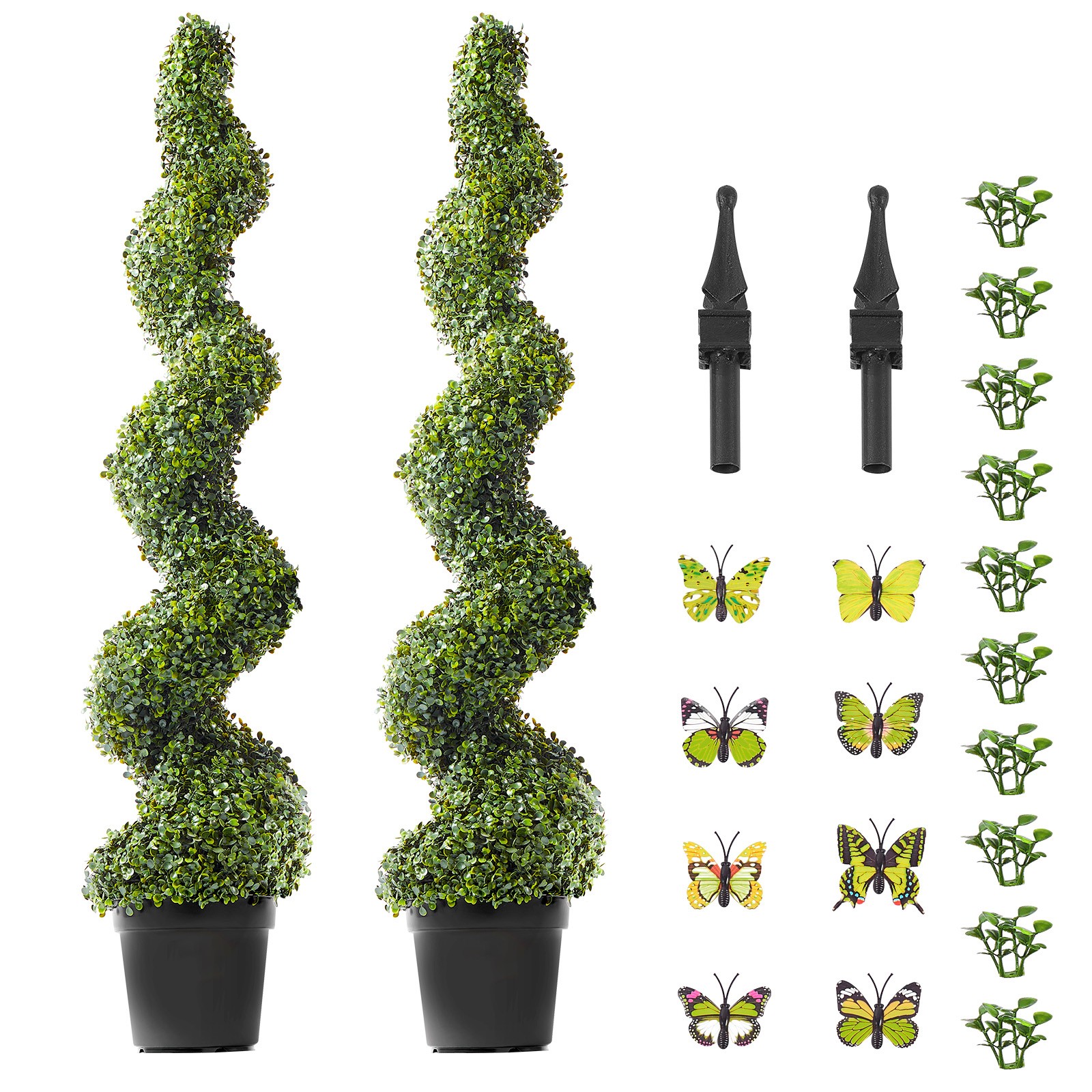 Uimoso 2 Pack 5′ Artificial Boxwood Topiary Tree Faux Plant UV Decor In/Outdoor