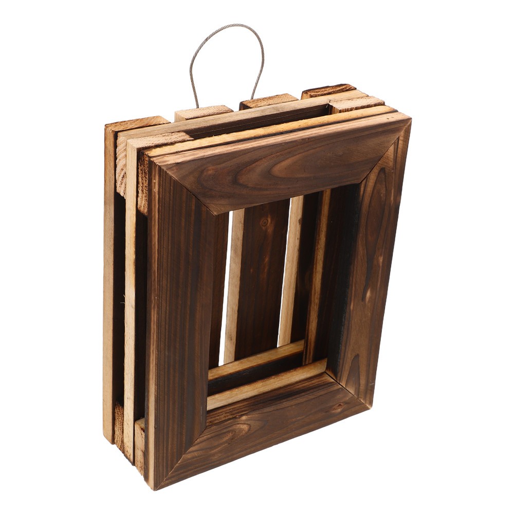 Natural Wood Vertical Wall Mounted Orchid Planter with Staghorn Fern Mount Frame