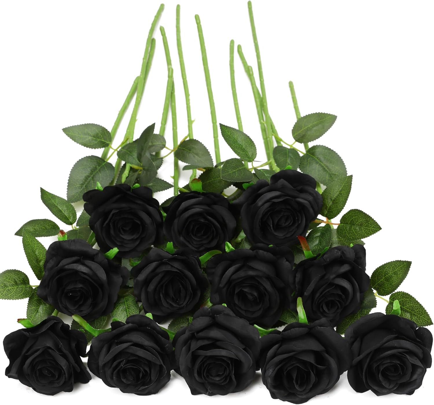Black Fake Roses Artificial Flowers – 10 Pcs Fake Artificial Roses Silk Flowers