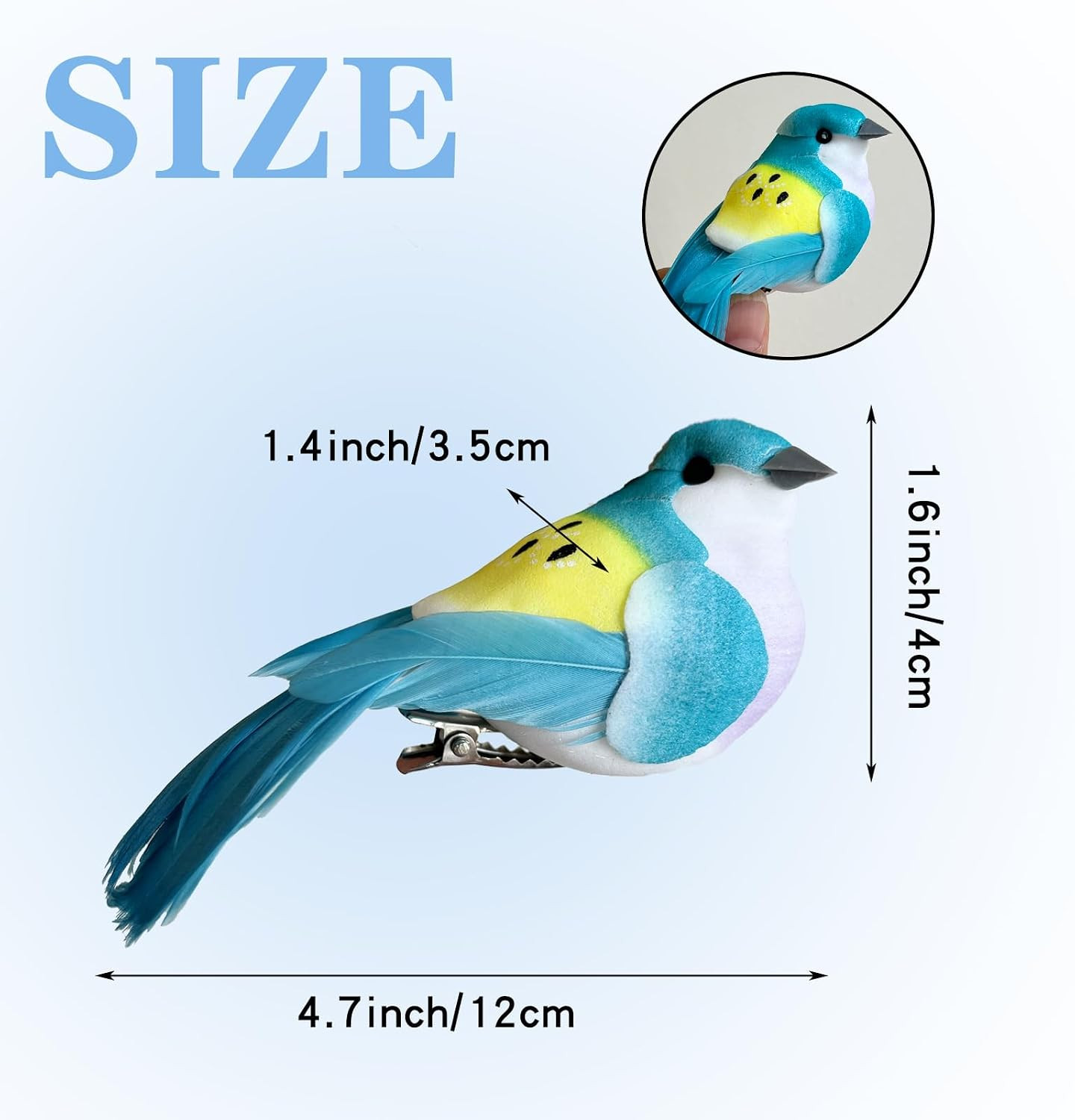 6Pcs Artificial Spring Birds Clip on Colorful Bird for Crafts Tree