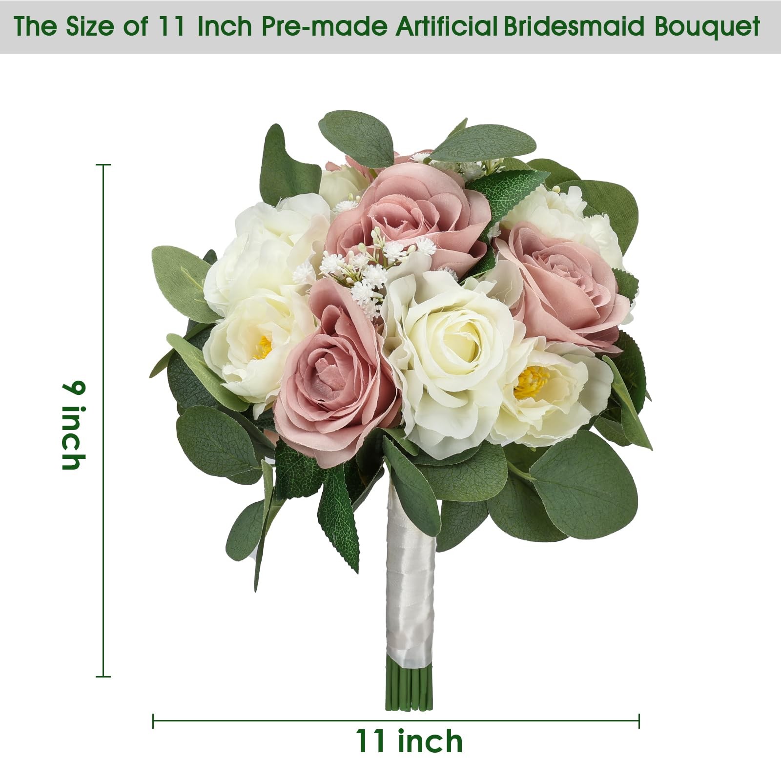 DIYDOFUN Set of 6 Bridesmaid Bouquets, 11 Inch Wedding Bouquets for Bridesmai…