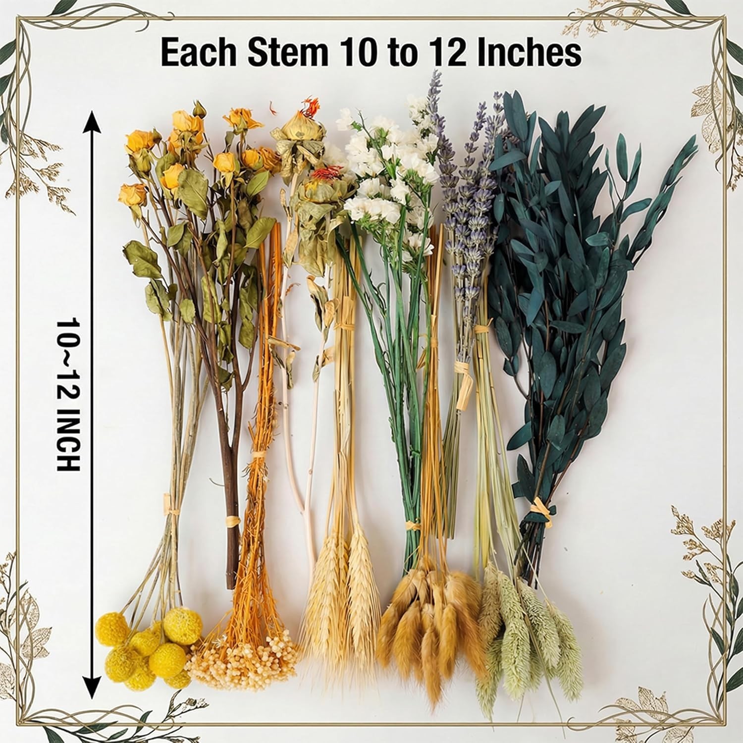Vintage Dried Flowers Bouquet 128 Stems, 10 Kinds Natural Preserved Flowers L…