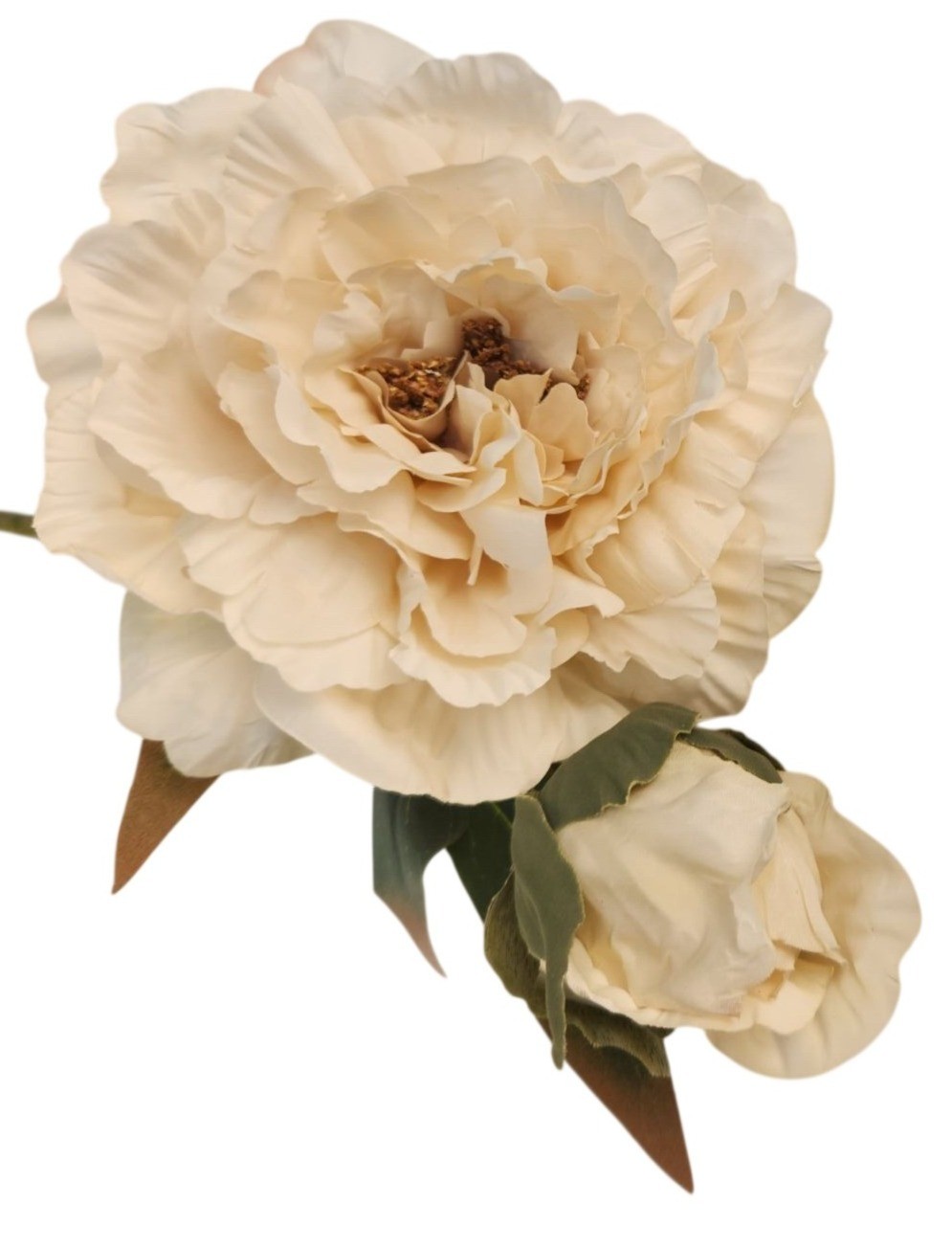 Cream Artificial Peony Stem 18 Inch Faux Peony Flower Stem Wedding Bouquet Flora