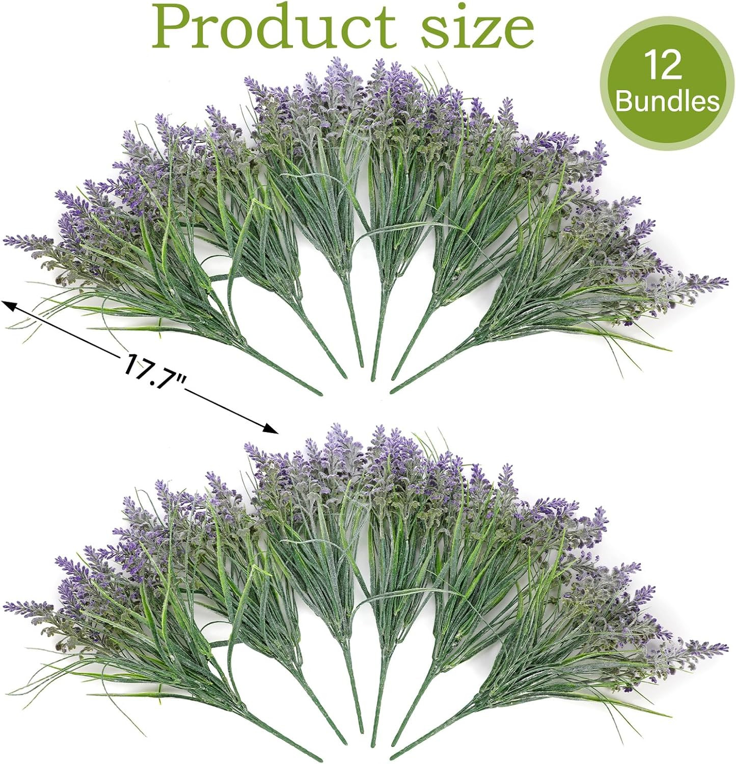 17.7″ UV Resistant Faux Lavender Flowers – 12 Bundles for Indoor & Outdoor Decor