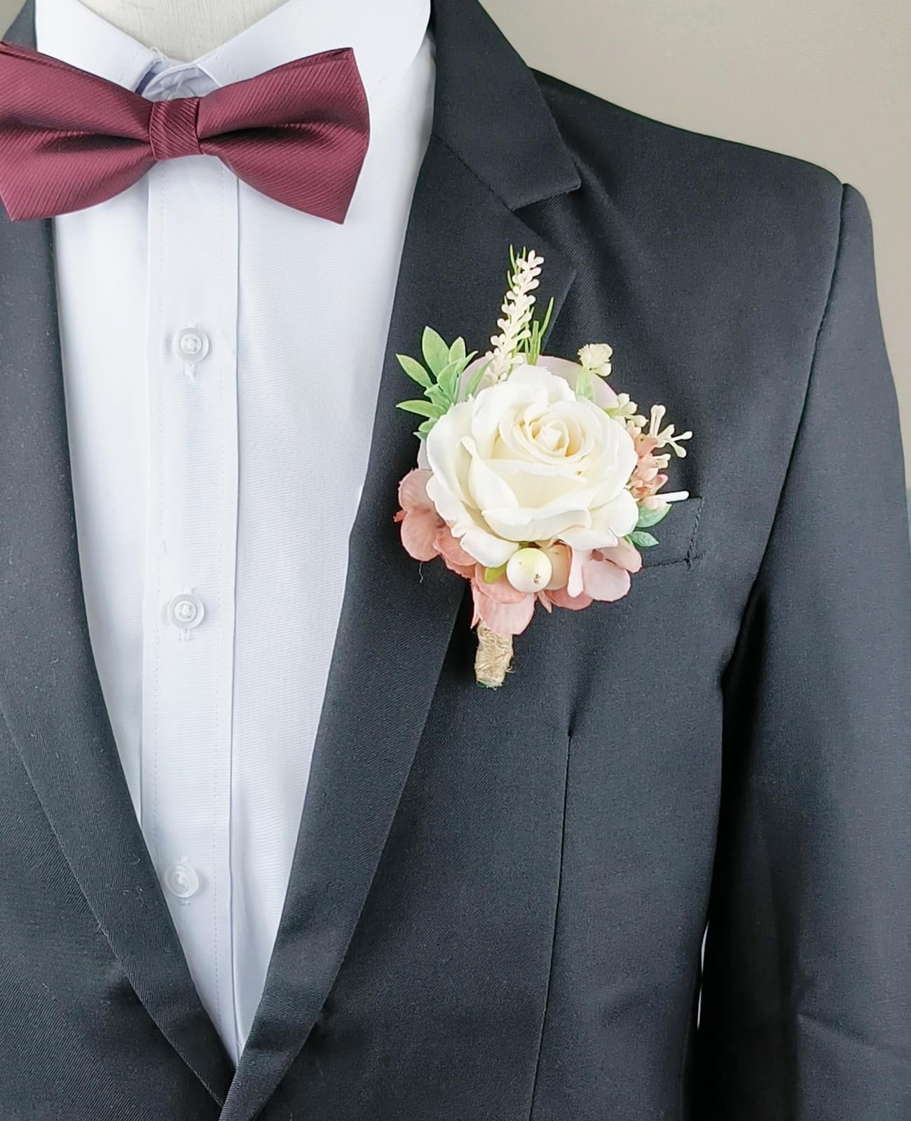 Wrist Corsage and Boutonniere Set Artificial Rose Flowers Accessories for Gro…