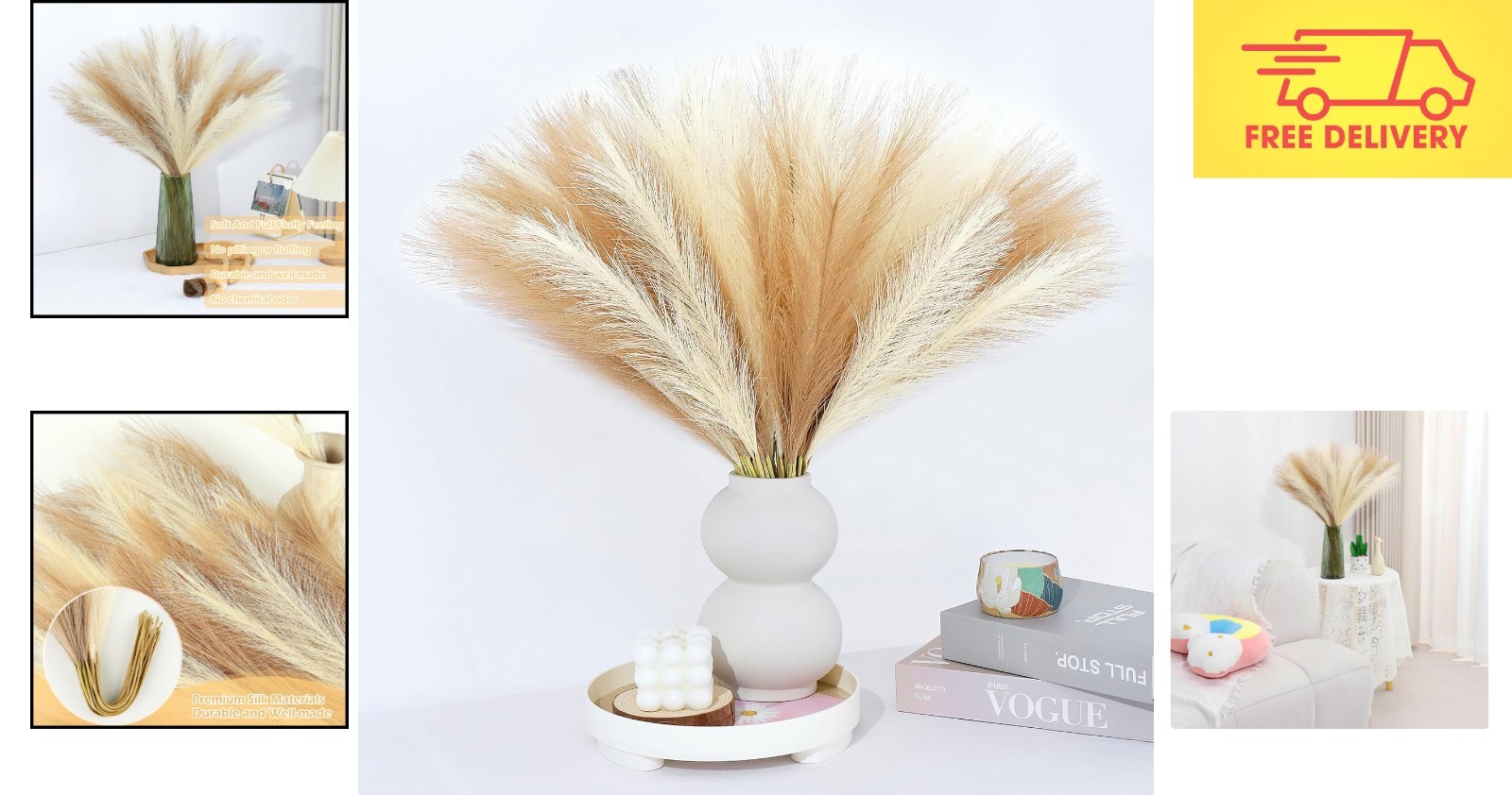 Versatile 30 Pcs Artificial Pampas Grass – 21.7 Inch for Elegant Styling