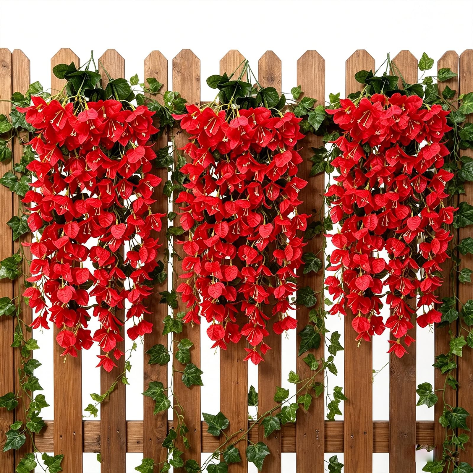 4Pcs 27.5 Inch Red Artificial Bougainvillea Flower Garlands – Silk Fake Vines…