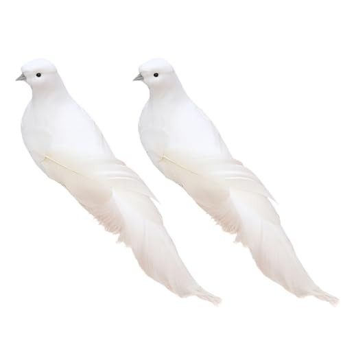 2pcs Christmas Ornament Birds Artificial Peace Dove with Clips Christmas