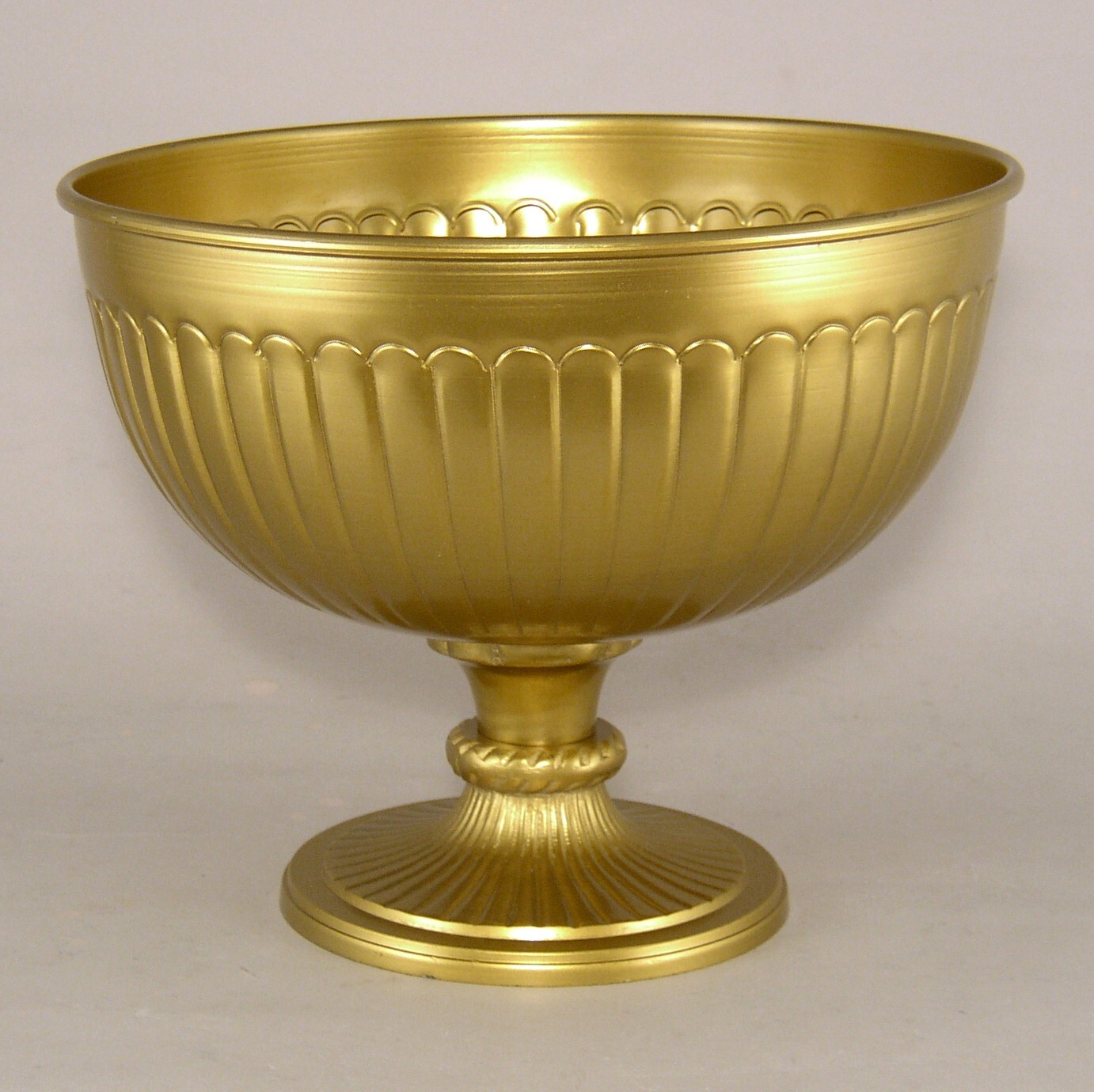 Compote Bowl Vase Gold Finish Aluminum Fluted 10″Dia 8″High FREE SHIPPING