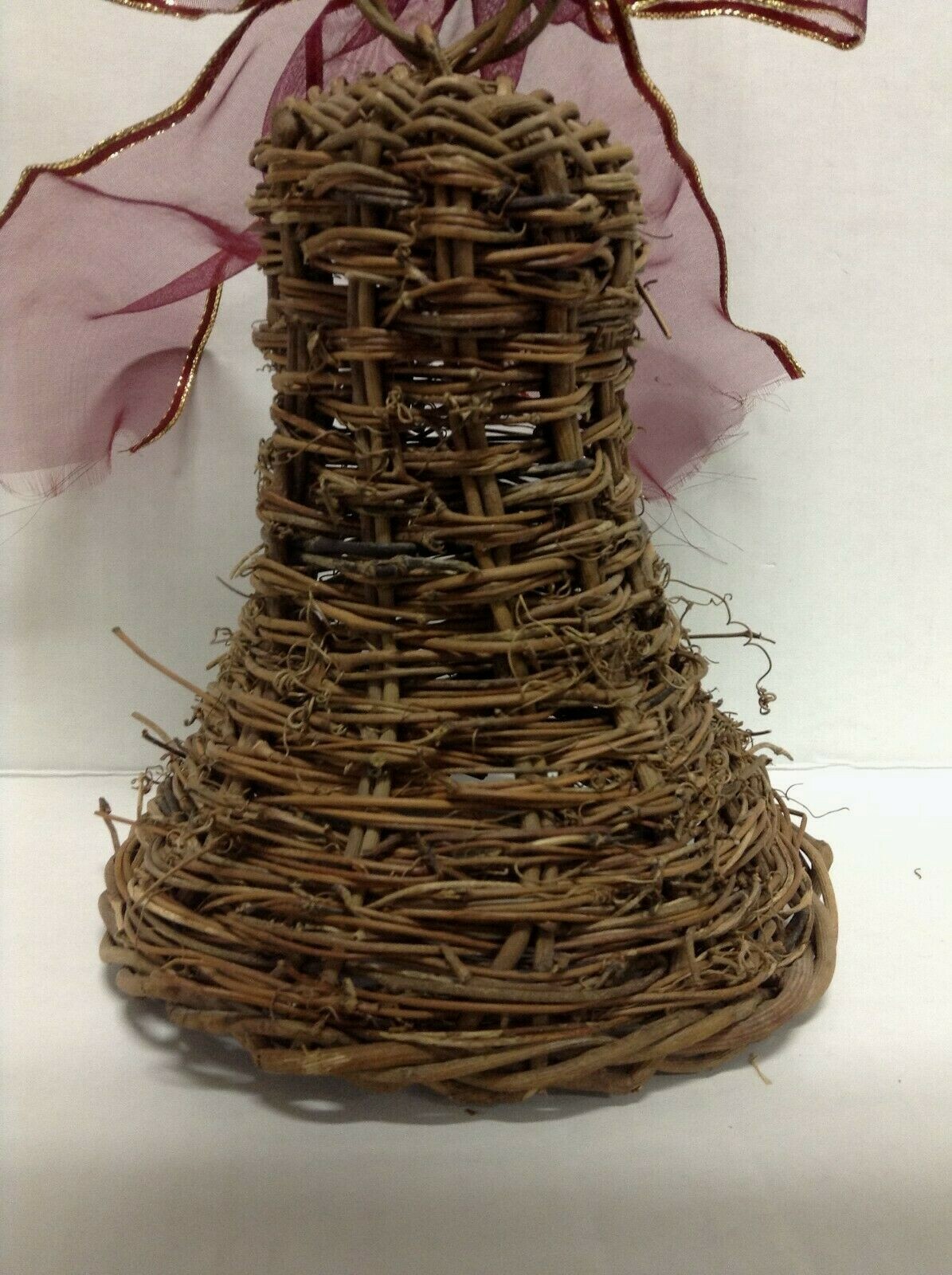 4 Hanging Rustic Wicker Bell Wreath Ornament Christmas Tree Holiday Mantel Decor