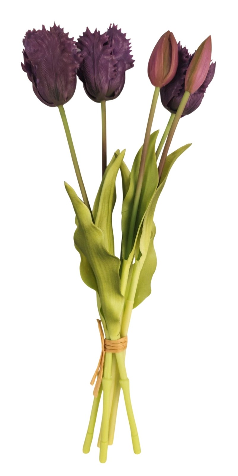 Plum Purple Artificial Tulips 15 Inch Set of 5 Faux Spring Flowers Wedding Home