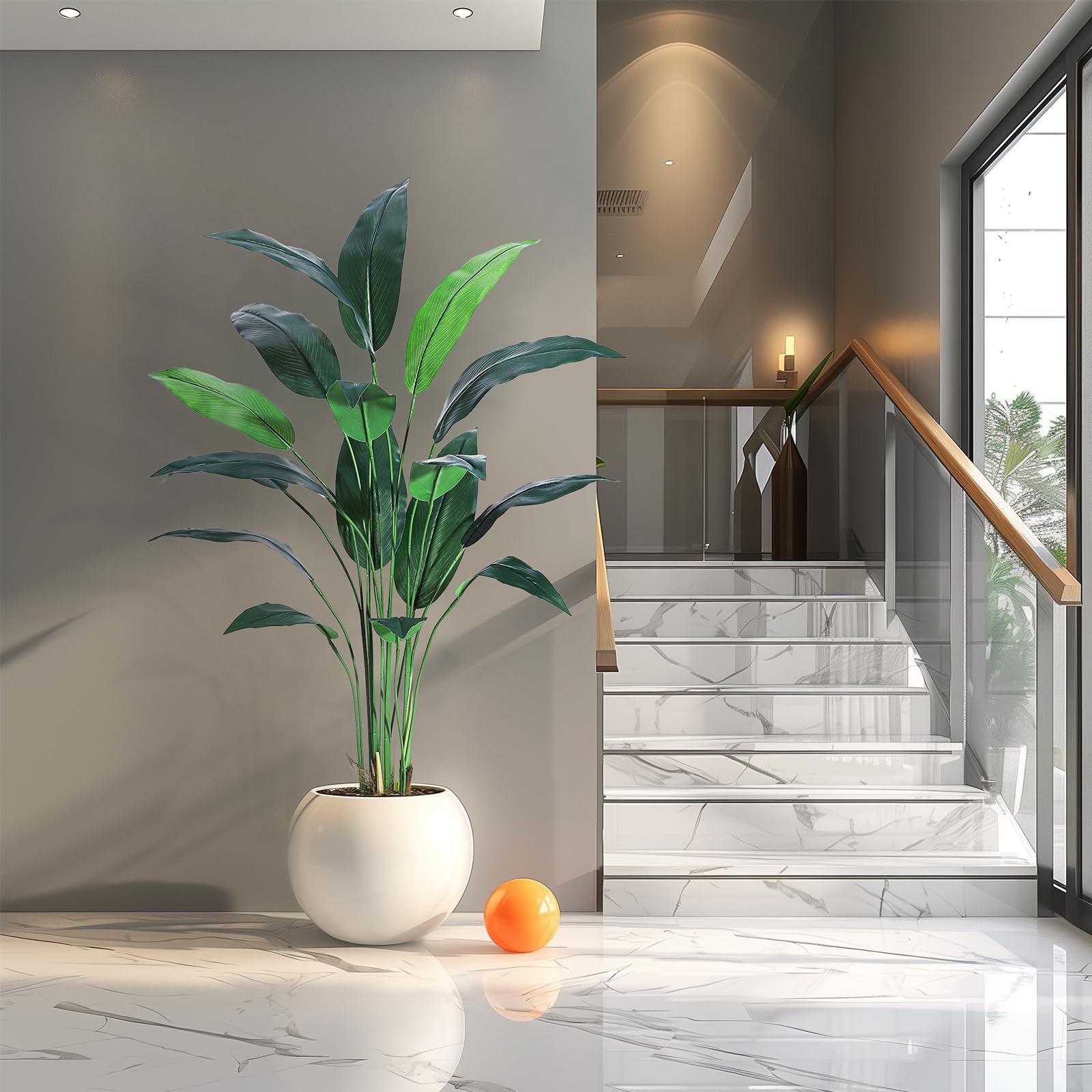 Artificial Bird of Paradise Tree 6 ft(72 in) Fake Palm Tree for Indoor Outdoo…