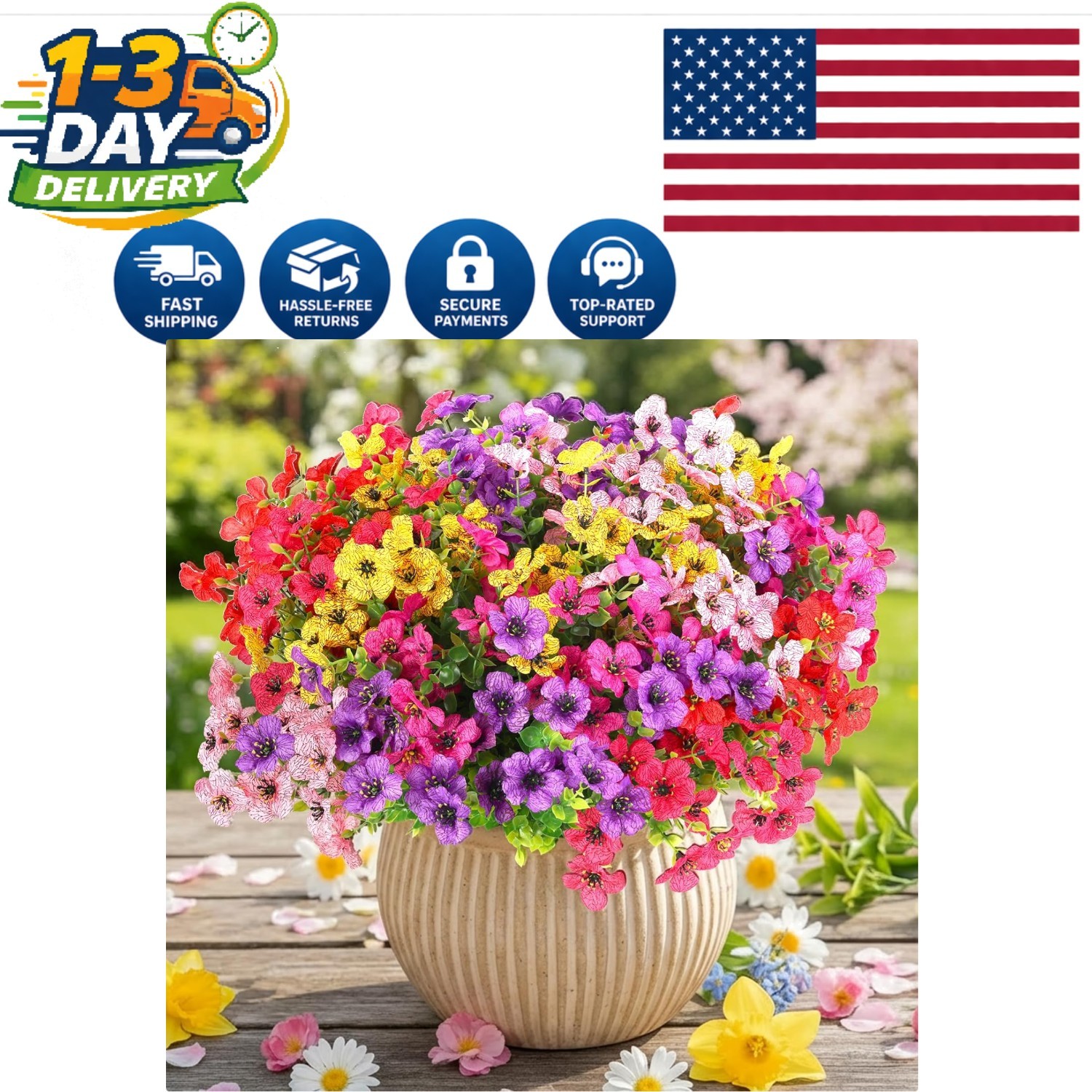 Vibrant 12-Bundle Faux Daisy Flowers – Perfect for Indoor and Outdoor Spaces