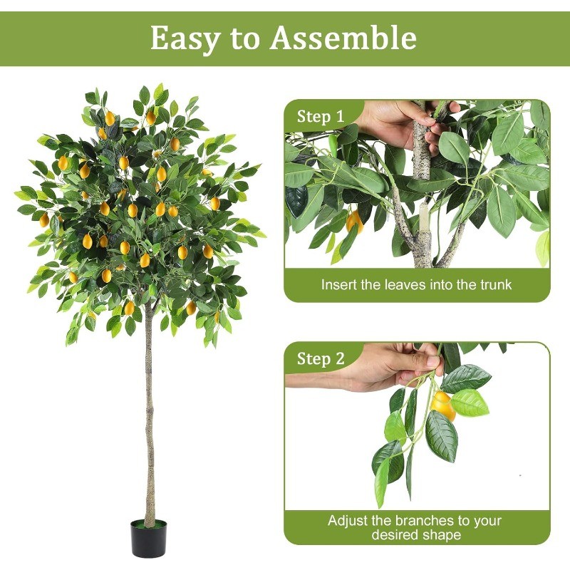 6FT Faux Lemon Tree with Vivid Leaves and Realistic Lemons for Front Porch Decor