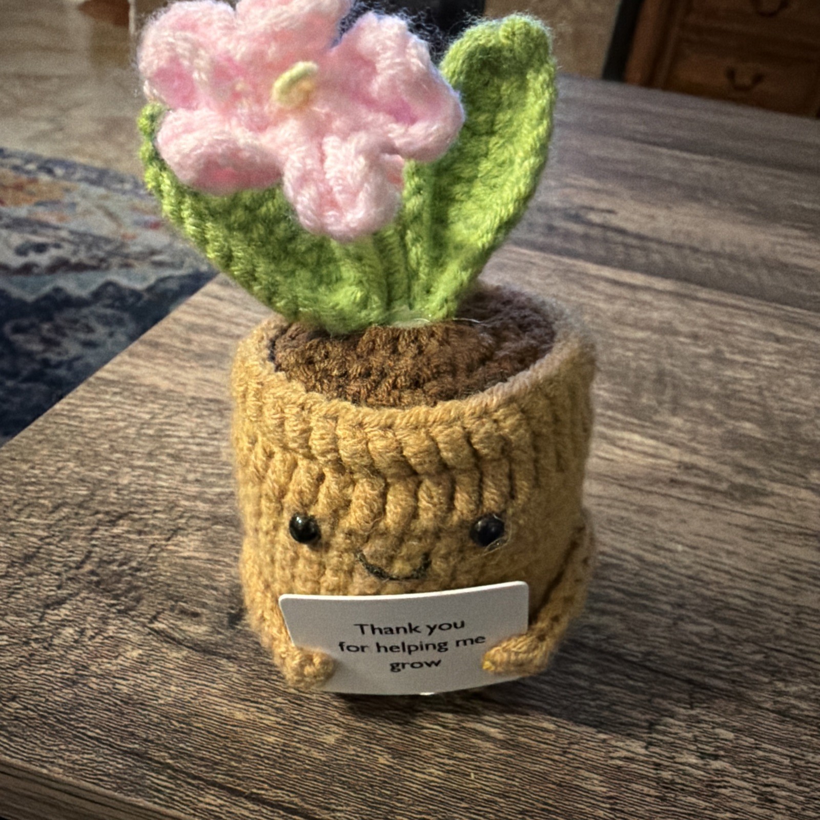 Thank You Gifts for Teacher Women, Crochet pink flowers Gifts Thank You Love
