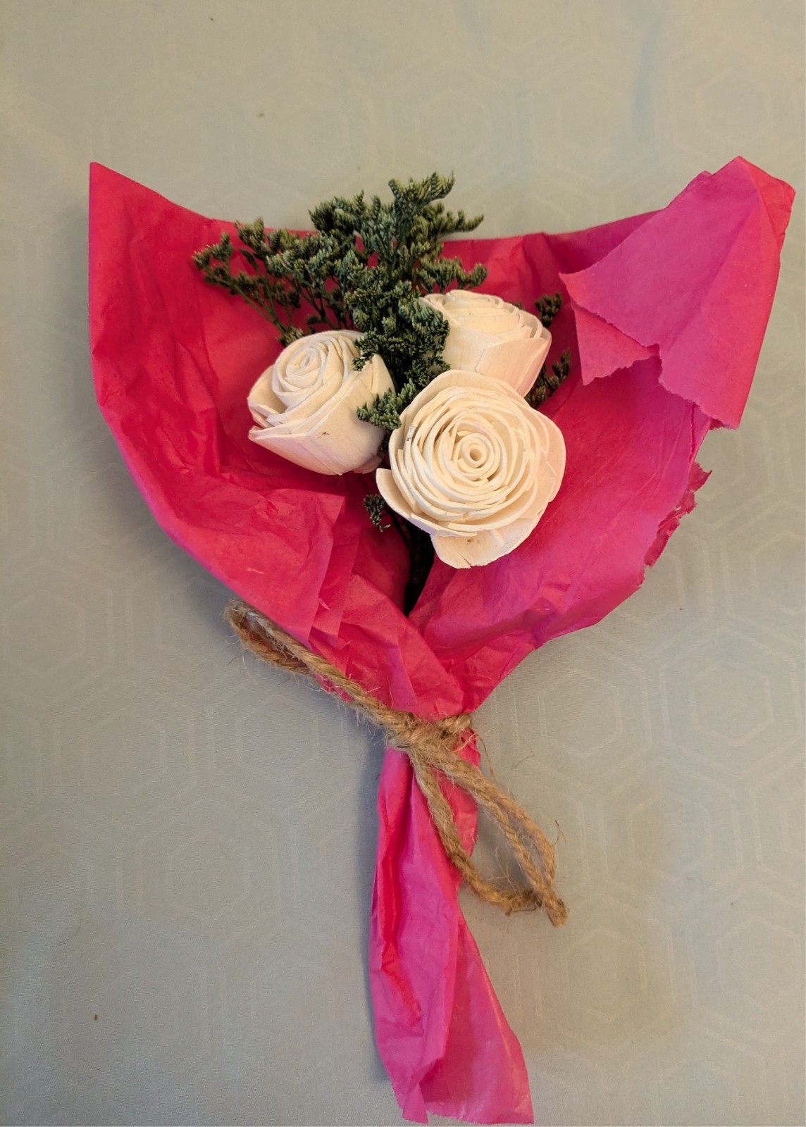 Sola wood flowers mini bouquet with white roses- hand made