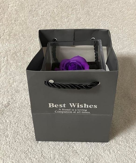 Preserved Purple Rose in Box with Heart Necklace- Gift of Eternal Love-New