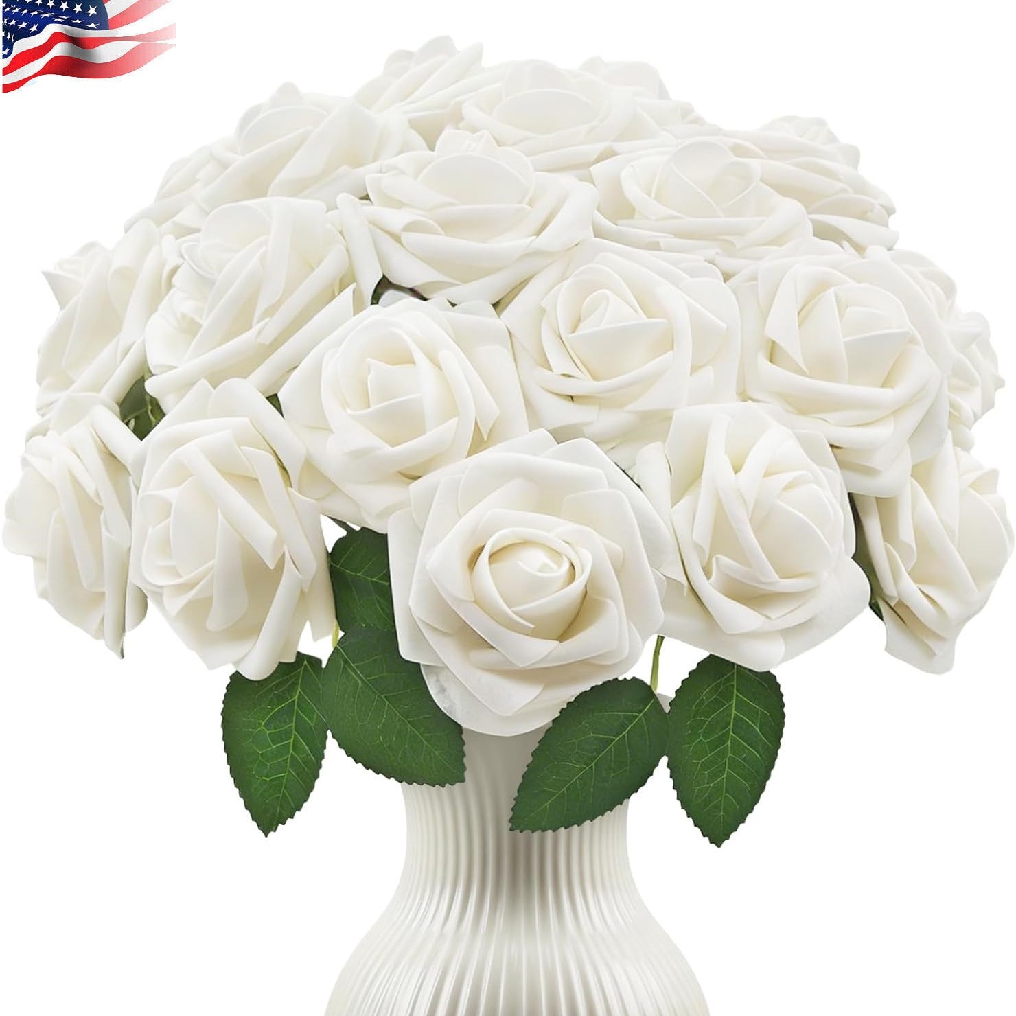 20Pcs Artificial Silk Roses, Realistic Fake Flowers for Wedding Home Party Decor