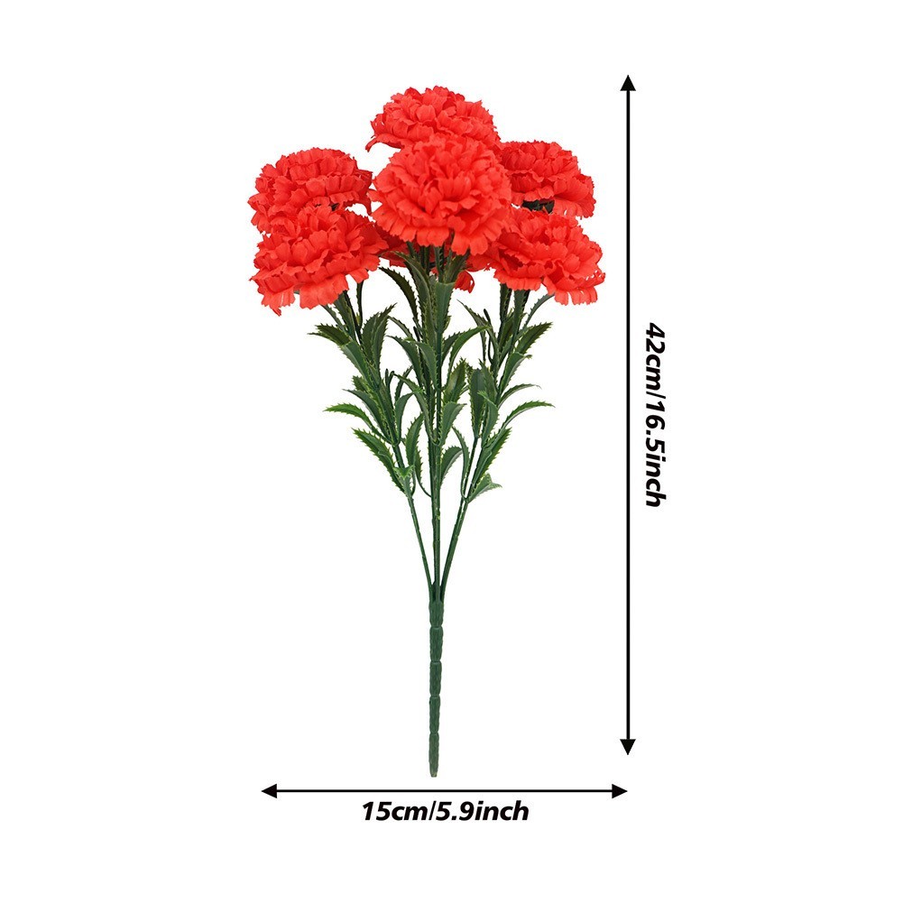 Carnation Plastic Artificial Flower Bouquet 7 Heads 42cm for Home Bedroom Decor
