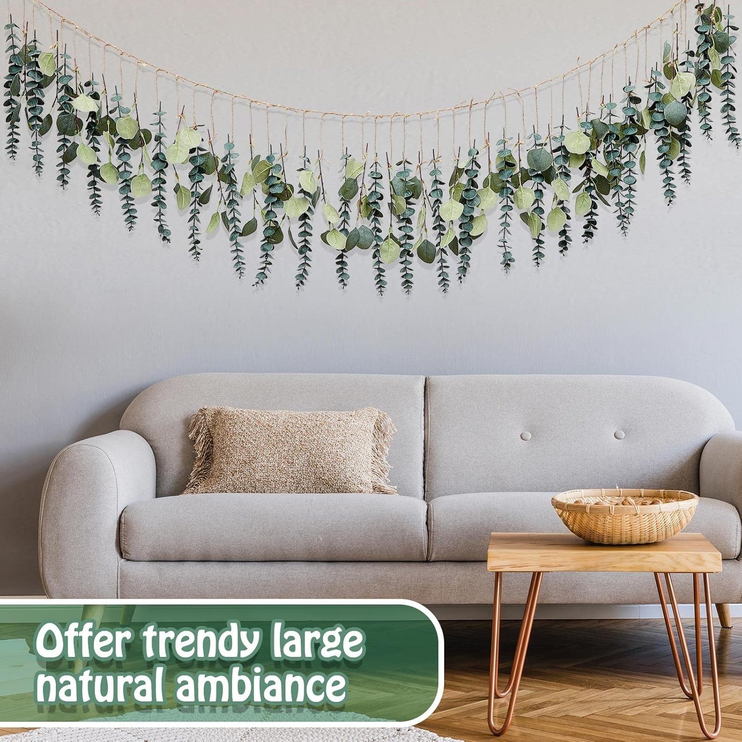 Fresh Eucalyptus Wall Décor with 2 LED String Lights – Versatile Home Accent